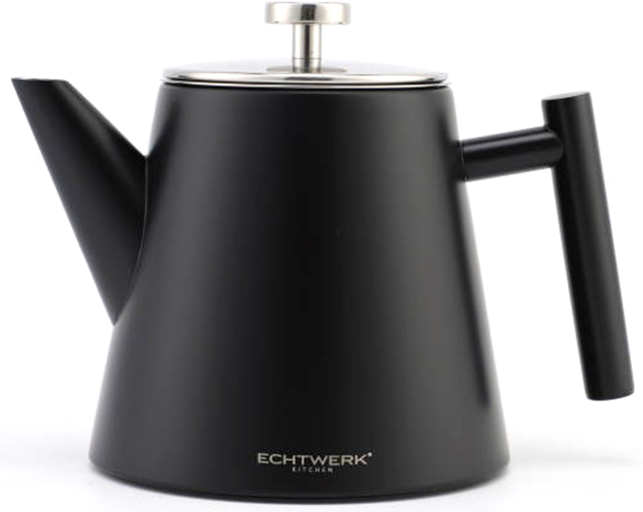 ECHTWERK Teekanne, 1 l, feiner Siebeinsatz, doppelwandig, Edelstahl, Thermofunktion, 1000 ml