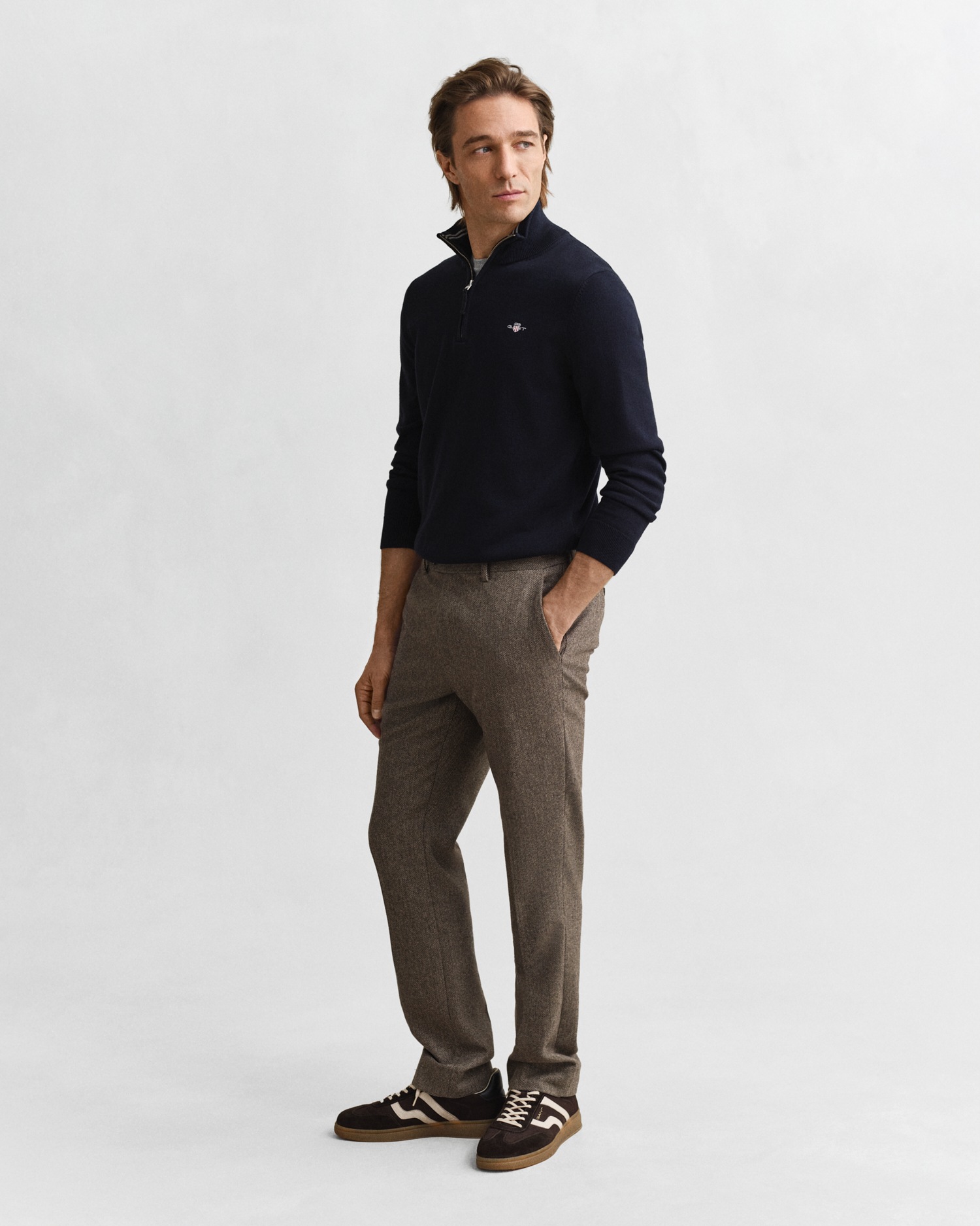 Gant Troyer »CLASSIC COTTON HALF ZIP«, mit gerippten Details
