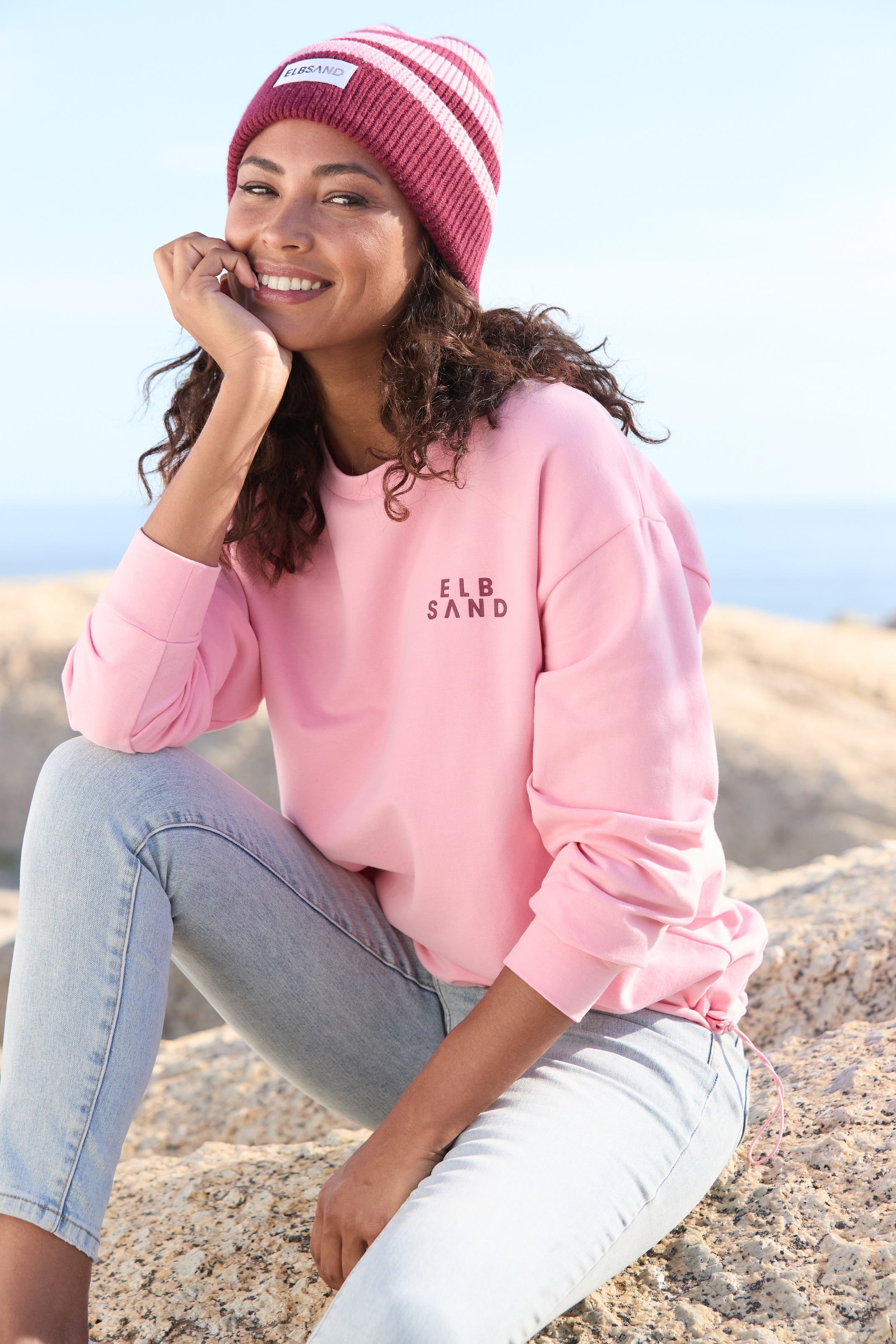 Elbsand Strickmütze, Beanie, Wintermütze, Mütze, Grobstrick mit Umschlag, V günstig online kaufen