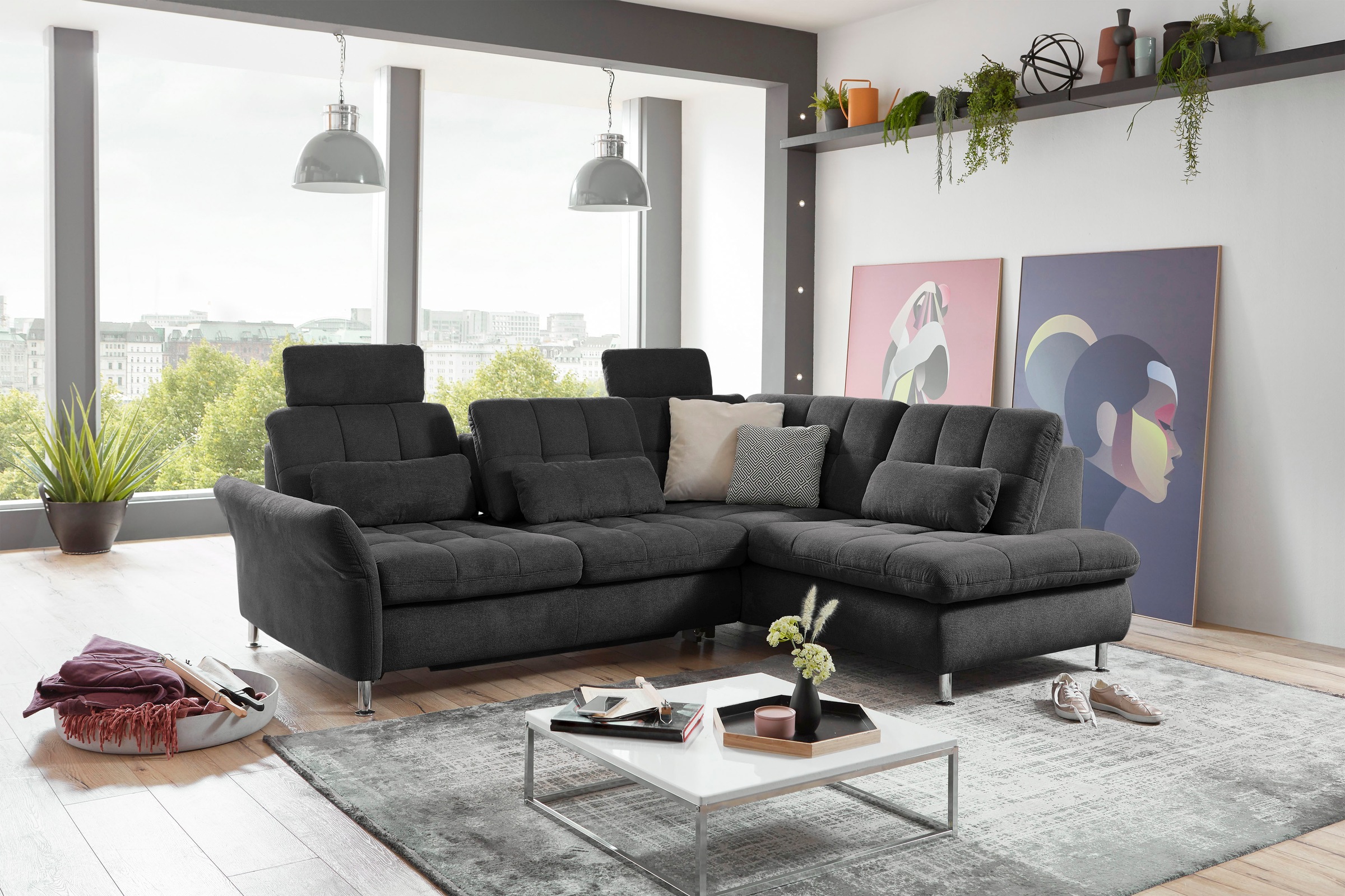 Die PlanBar Ecksofa »MP-IN20016 L-Form mit Kaltschaum-Polsterung«, wahlweise mit Kopfstützen und Bettfunktion, mit Kaltschaum-Polsterung