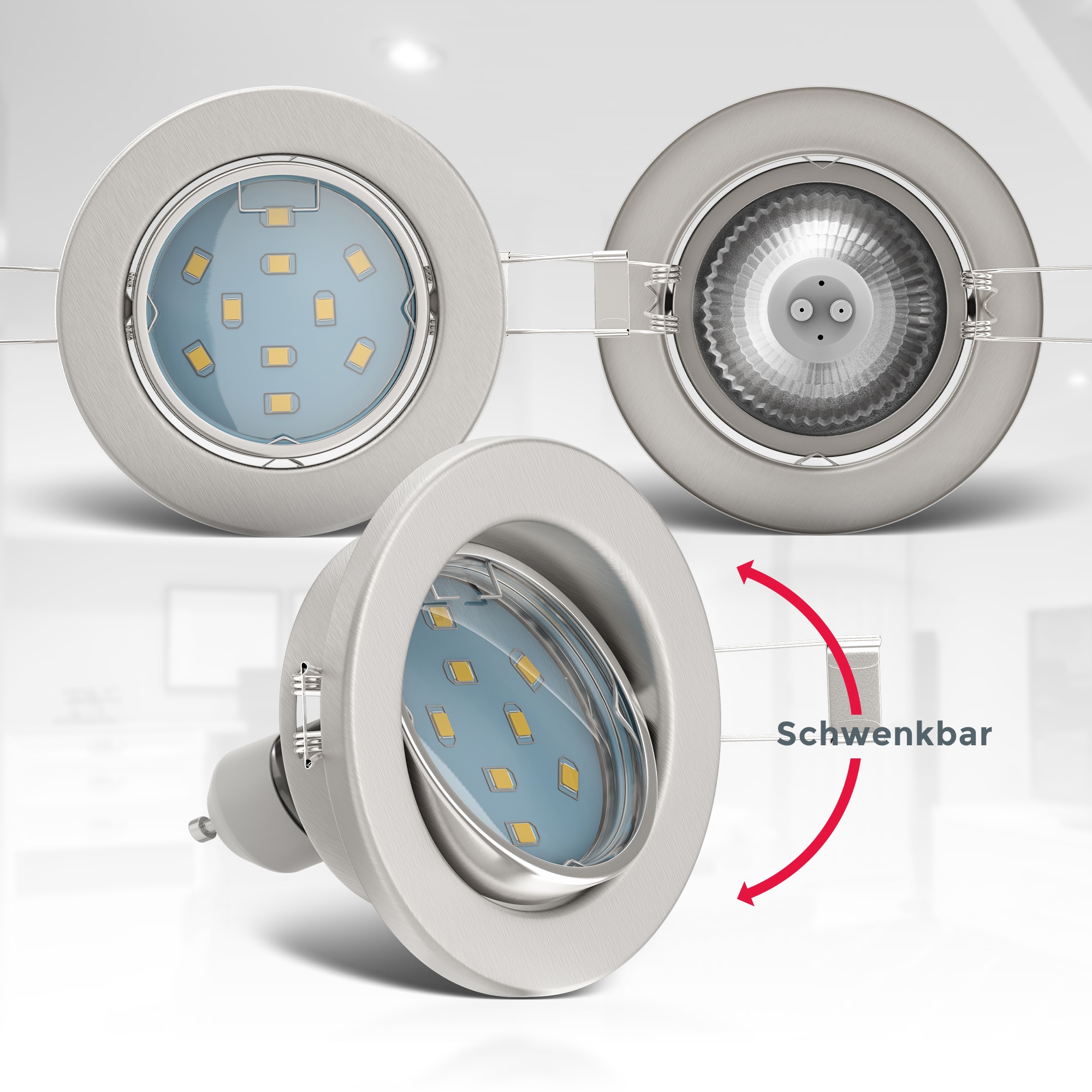 3.000K 3W 250 6er schwenkbar Einbauleuchte Lumen Einbaustrahler »Hila«, SET LED B.K.Licht flammig-flammig, LED 6 | inkl. BAUR GU10