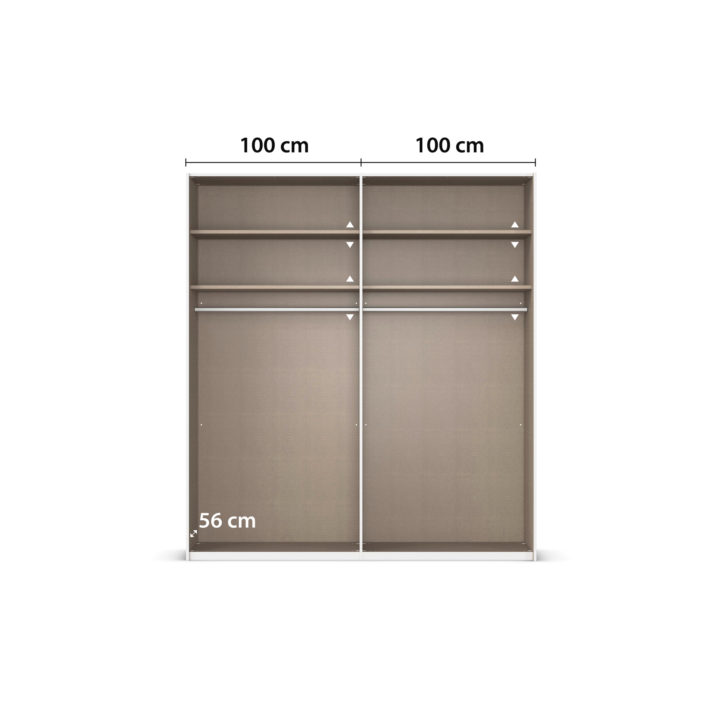 rauch Schwebetürenschrank »Kleiderschrank Schrank Garderobe Schlafzimmerschrank EVELYN«, in elegantem Stil, in 5 Breiten, Griffe in Korpusfarbe MADE IN GERMANY
