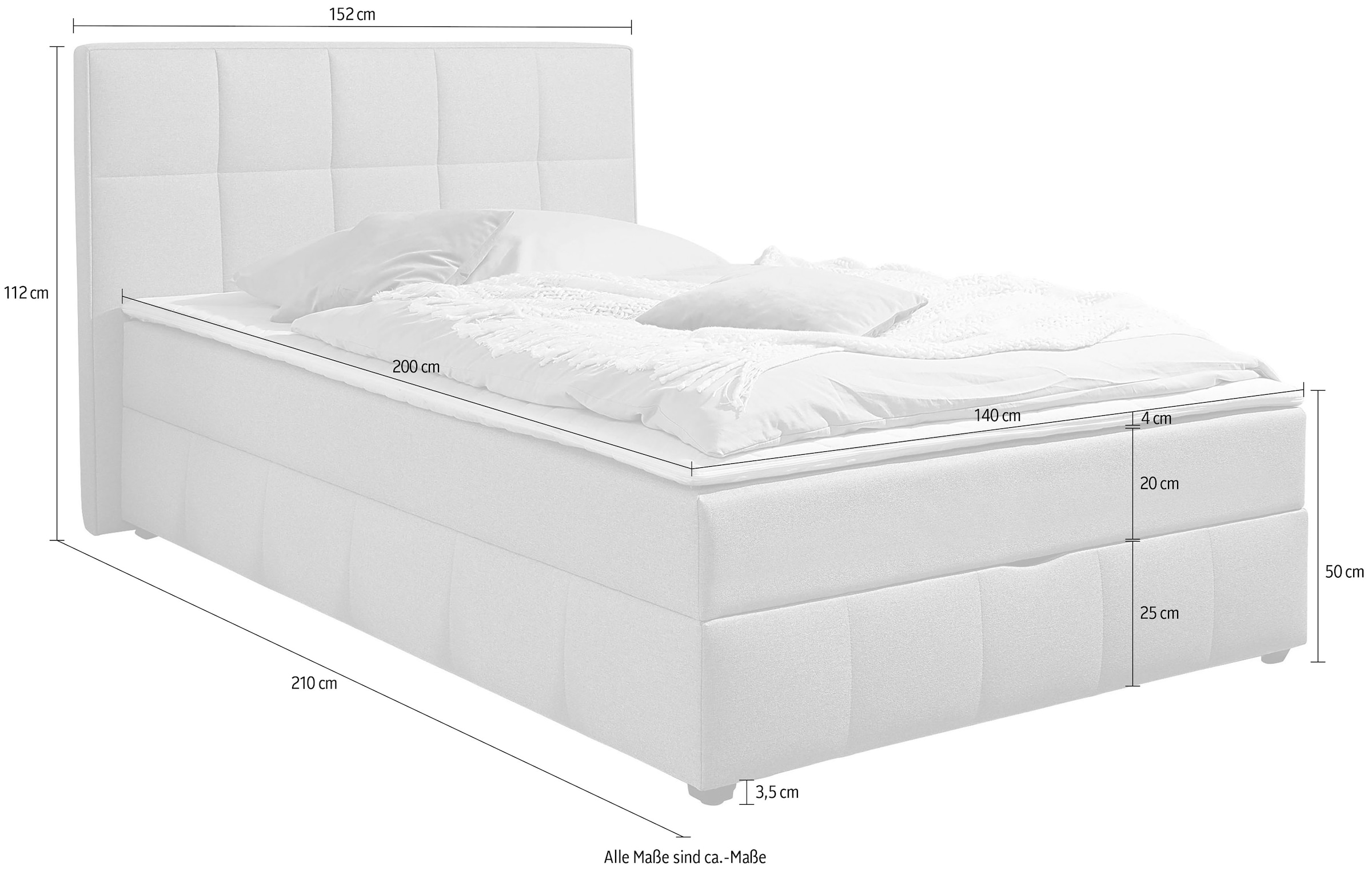 Home affaire Boxbett, Boxbett mit Bettkasten, inkl. Topper