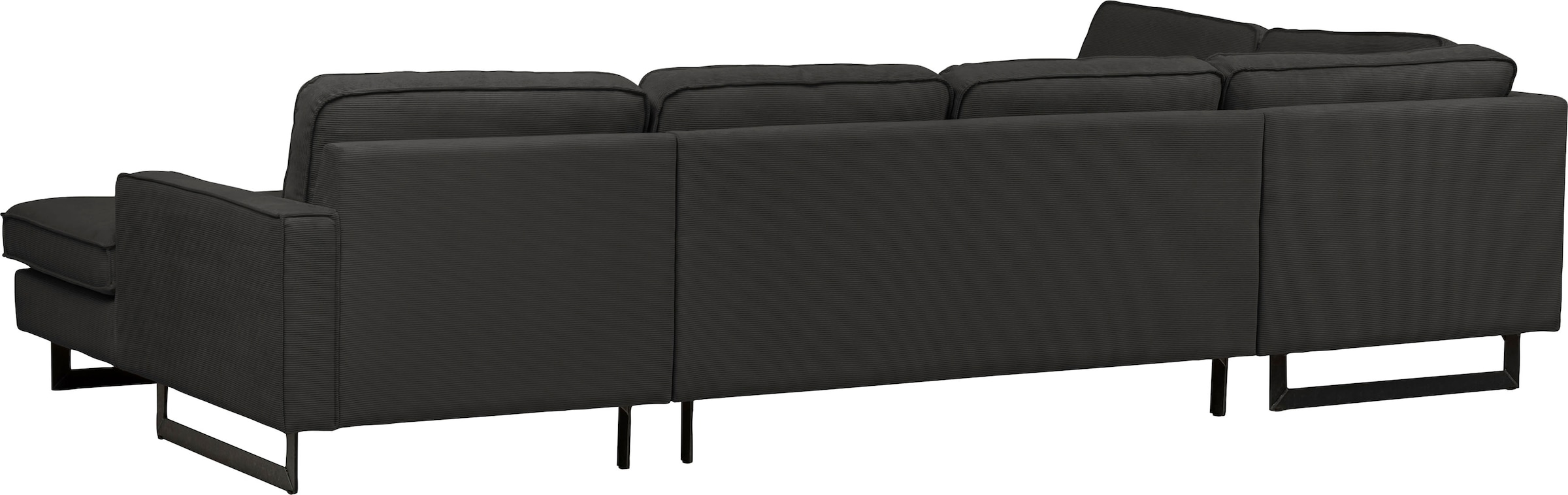 Places of Style Wohnlandschaft »Pinto, 350 cm, U-Form, XXL, mit Ottomanen«, Cord, Feincord, Luxus-Microfaser Leder und Chenille