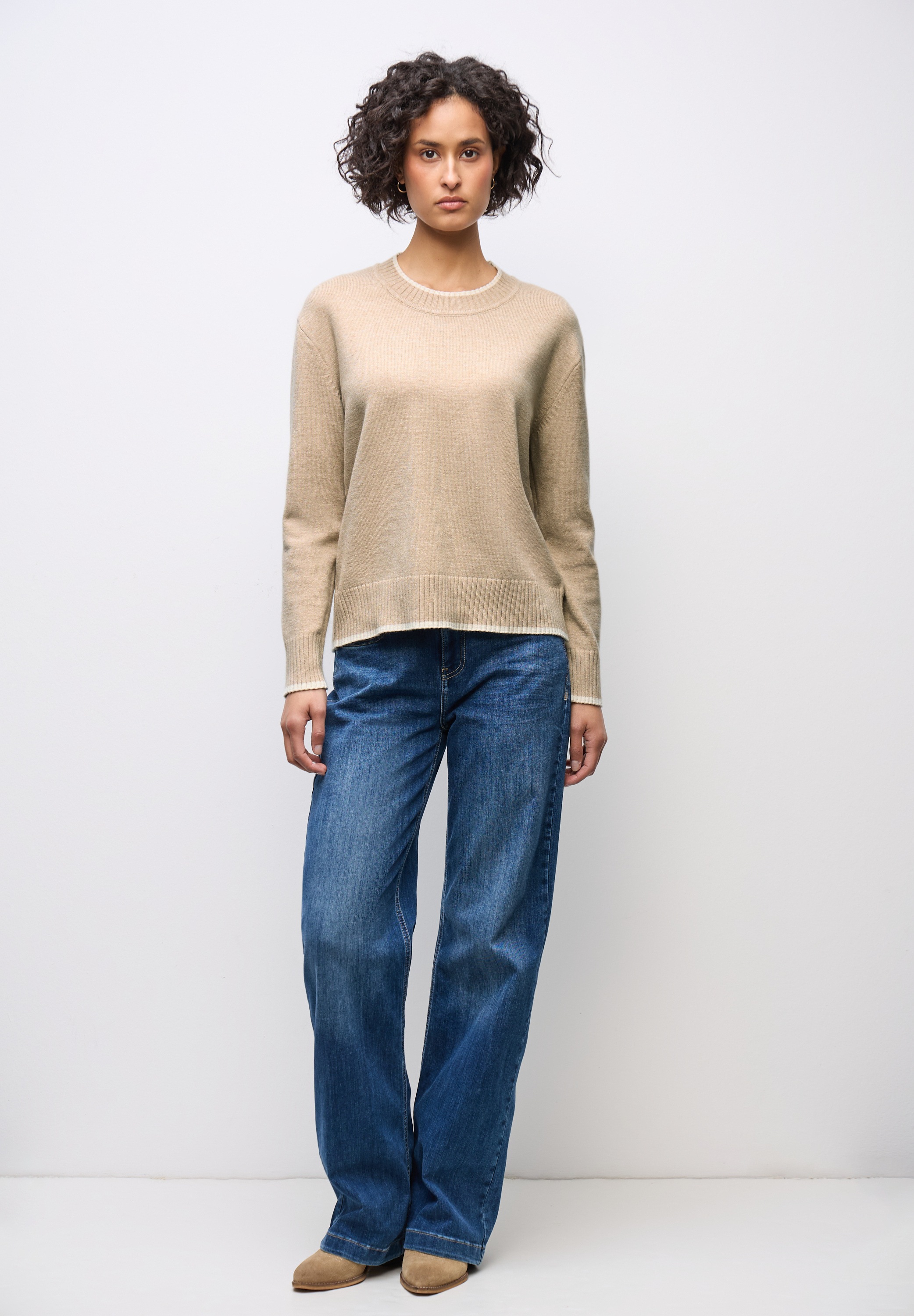 STREET ONE Strickpullover mit Materialmix