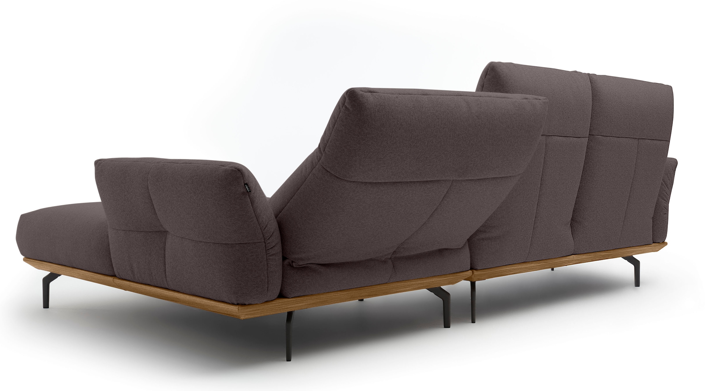 Creation BY ROLF BENZ Ecksofa »CR.460«, Sockel in Nussbaum, Winkelfüße in Umbragrau, Breite 298 cm