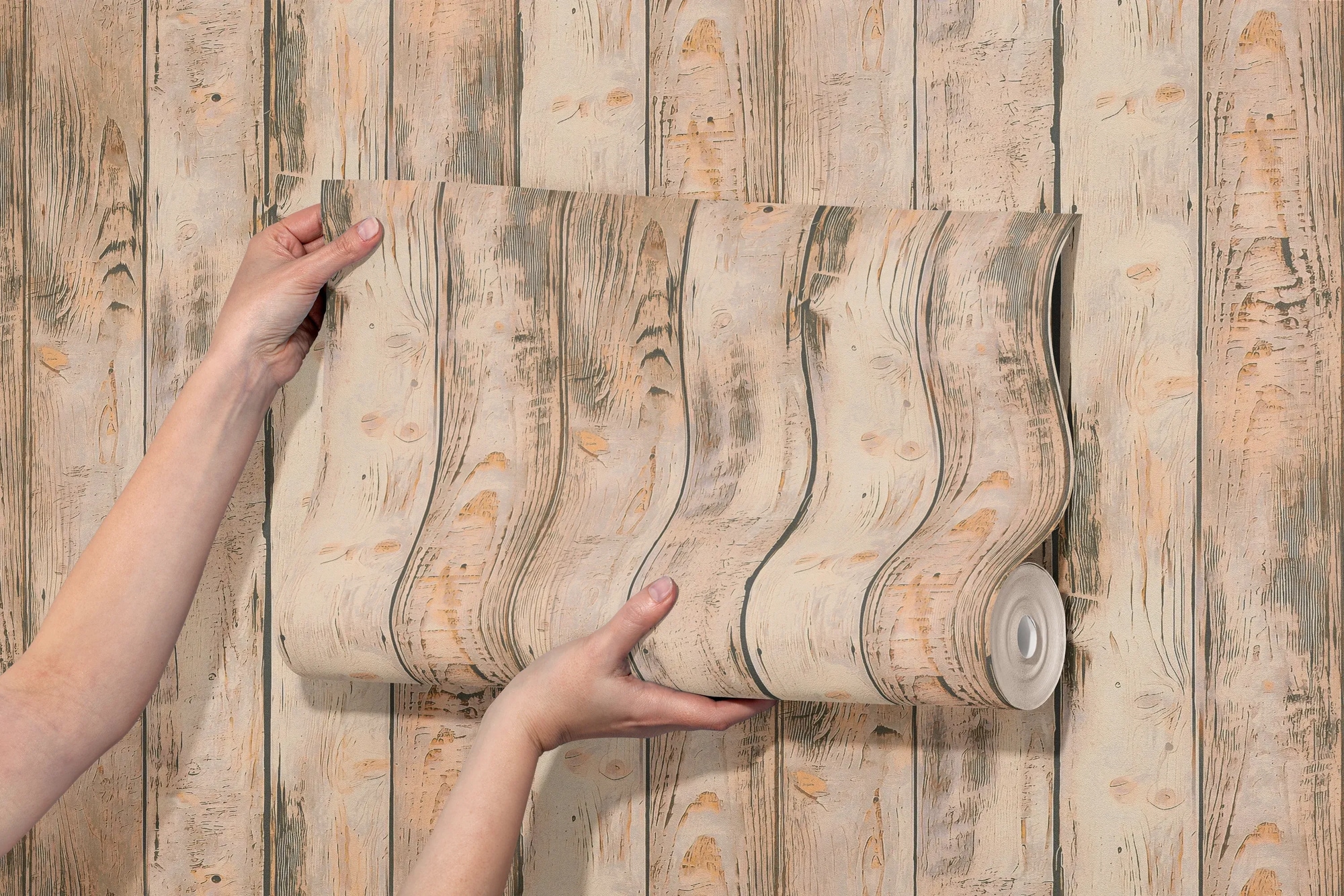 A.S. Création Vliestapete »Rustikales Holz« Holz leicht strukturiert Vliestapete Holzoptik rustikal Natur, Beige, Braun und Schwarz
