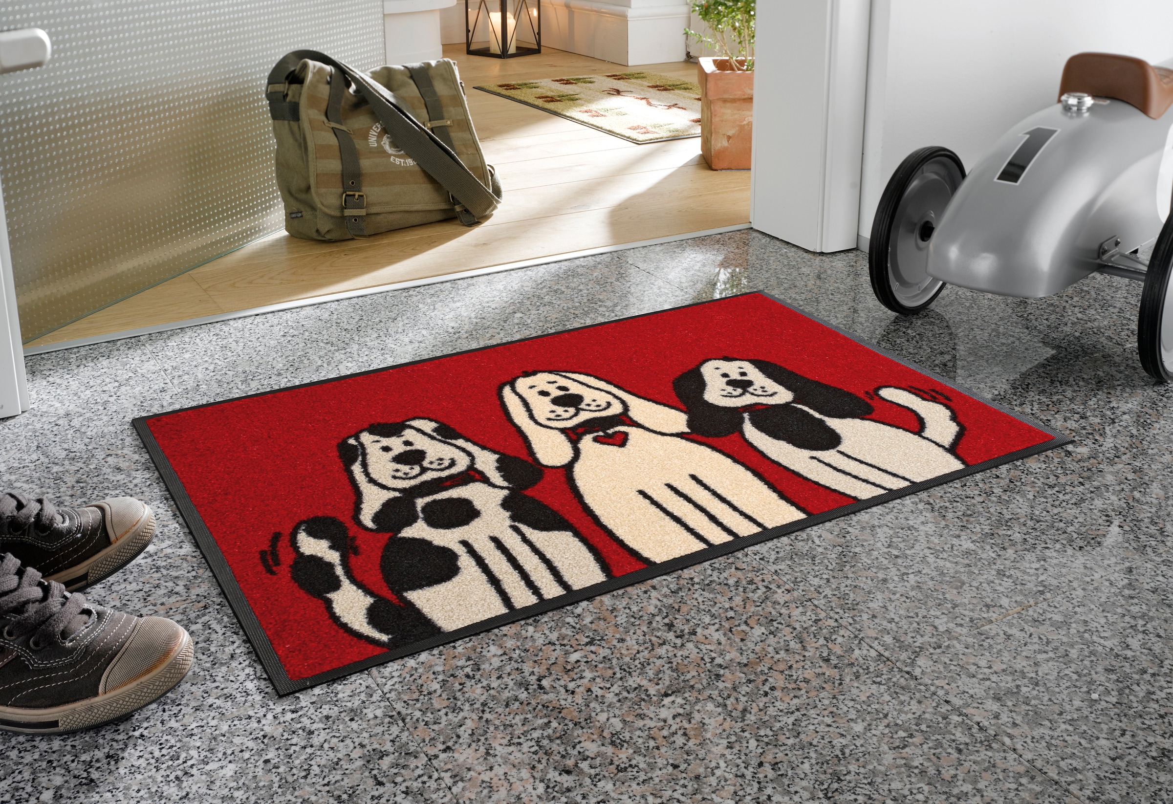 rutschhemmend, BAUR Kleen-Tex Hunde, Fußmatte by waschbar Motiv wash+dry »Three Dogs«, | Schmutzfangmatte, rechteckig,