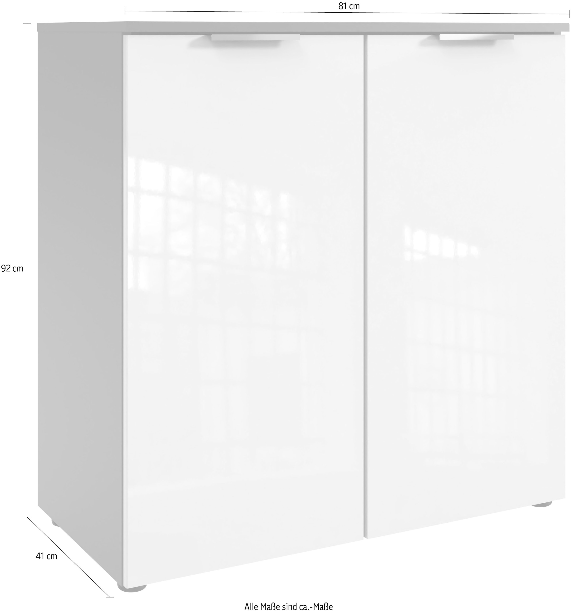 Wimex Kommode »level36 D by fresh to go«, 2-türig mit soft-close Funktion, lackierte Front, schwarze Griffe