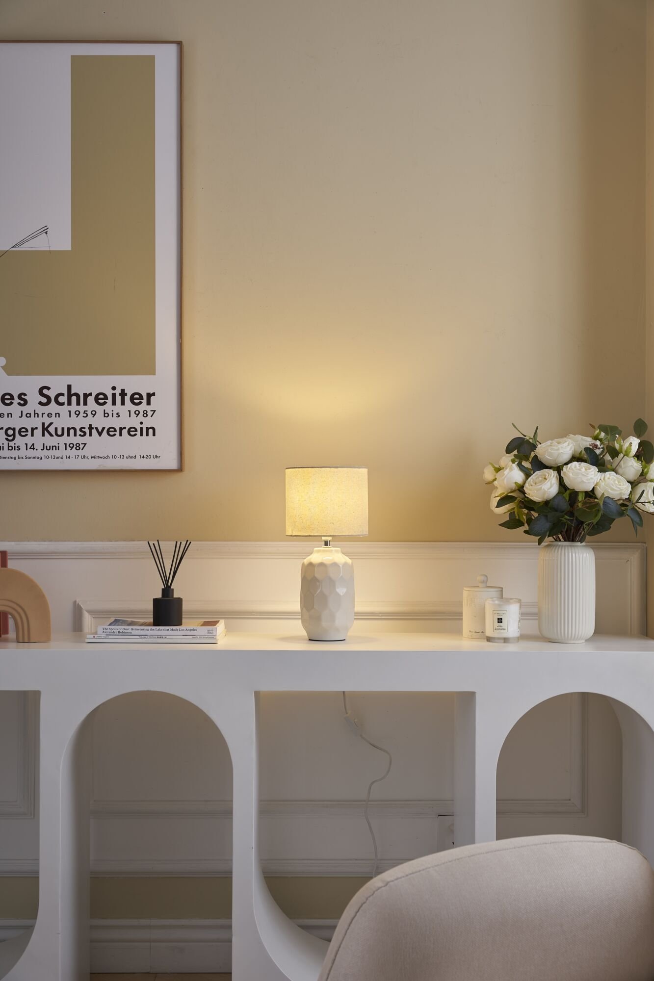 Pauleen Tischleuchte »Charming Sparkle max.20W Crème Stoff/Keramik« E14 E14