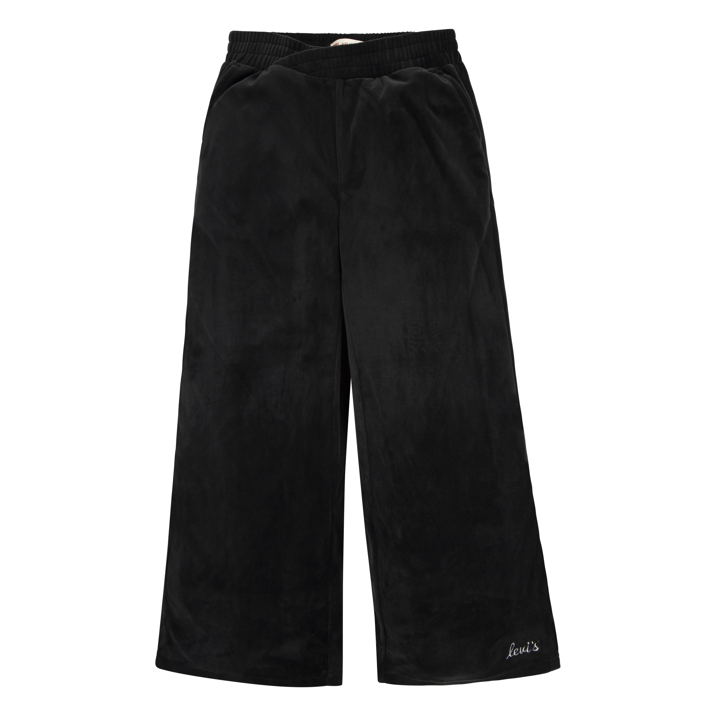 LEVI'S KIDS Mädchen Stoffhose "LVG VELOUR WIDE LEG PANT"caviar, Gr. 12, unifarben, Web, Obermaterial: 100% Polyester, Hosen, for Girls, Elastikbund