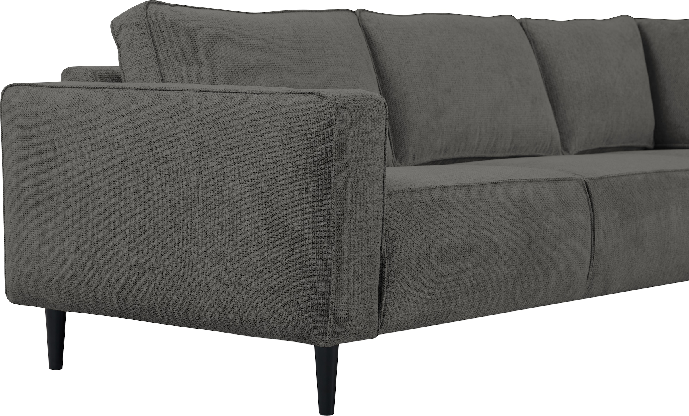 Home affaire Ecksofa »Fumone, Lederoptik oder Soft-Touch Chenille« Breite 260, mit schwarzen Massivholzfüßen