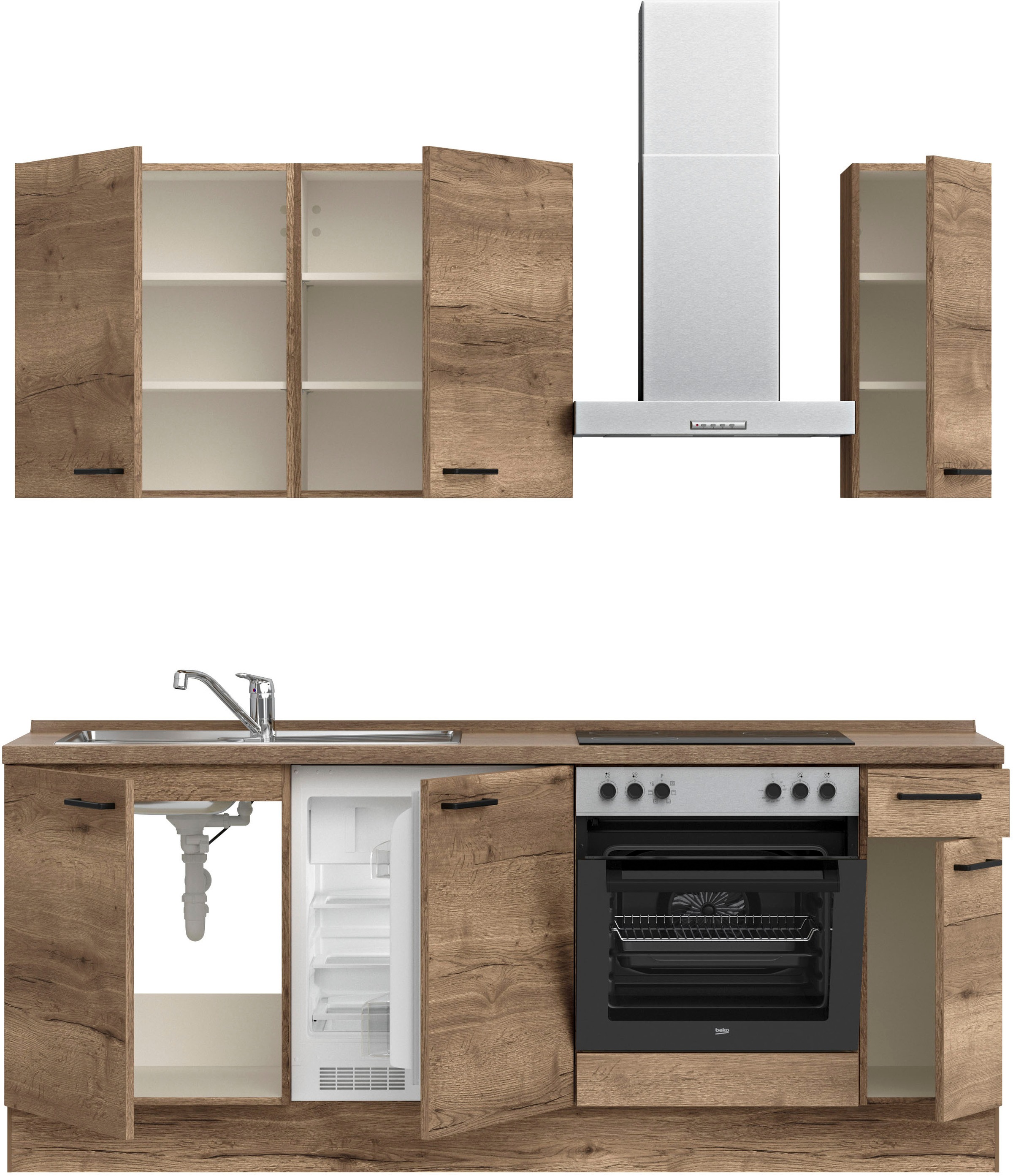 nobilia® Küchenzeile »"Structura I"«, vormontiert, Ausrichtung wählbar, Breite 210 cm, wahlw. mit E-Geräten