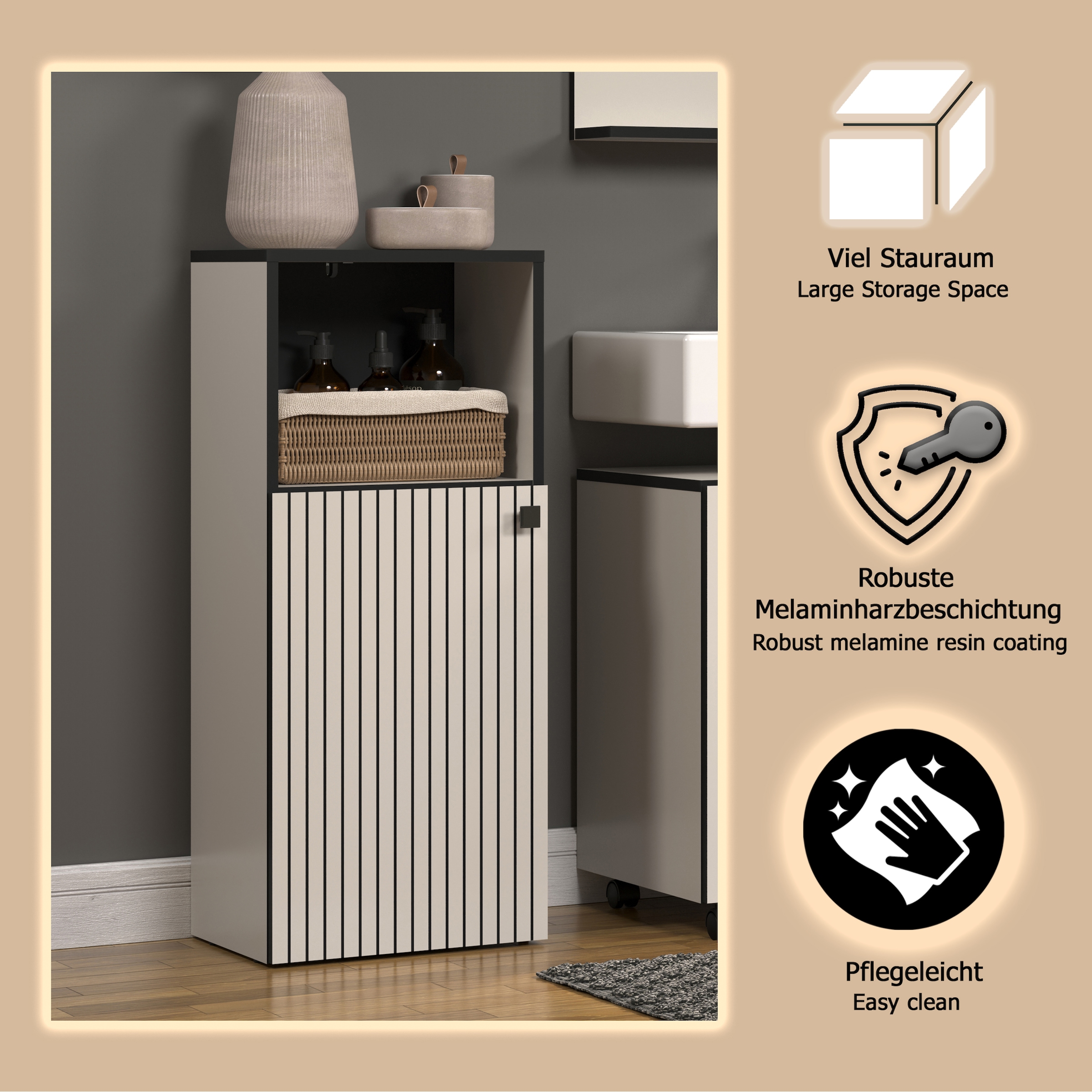 welltime Unterschrank »Amrum« Standschrank mit 1 Tür & 1 Fach - (B/T/H) 40/31/95 cm