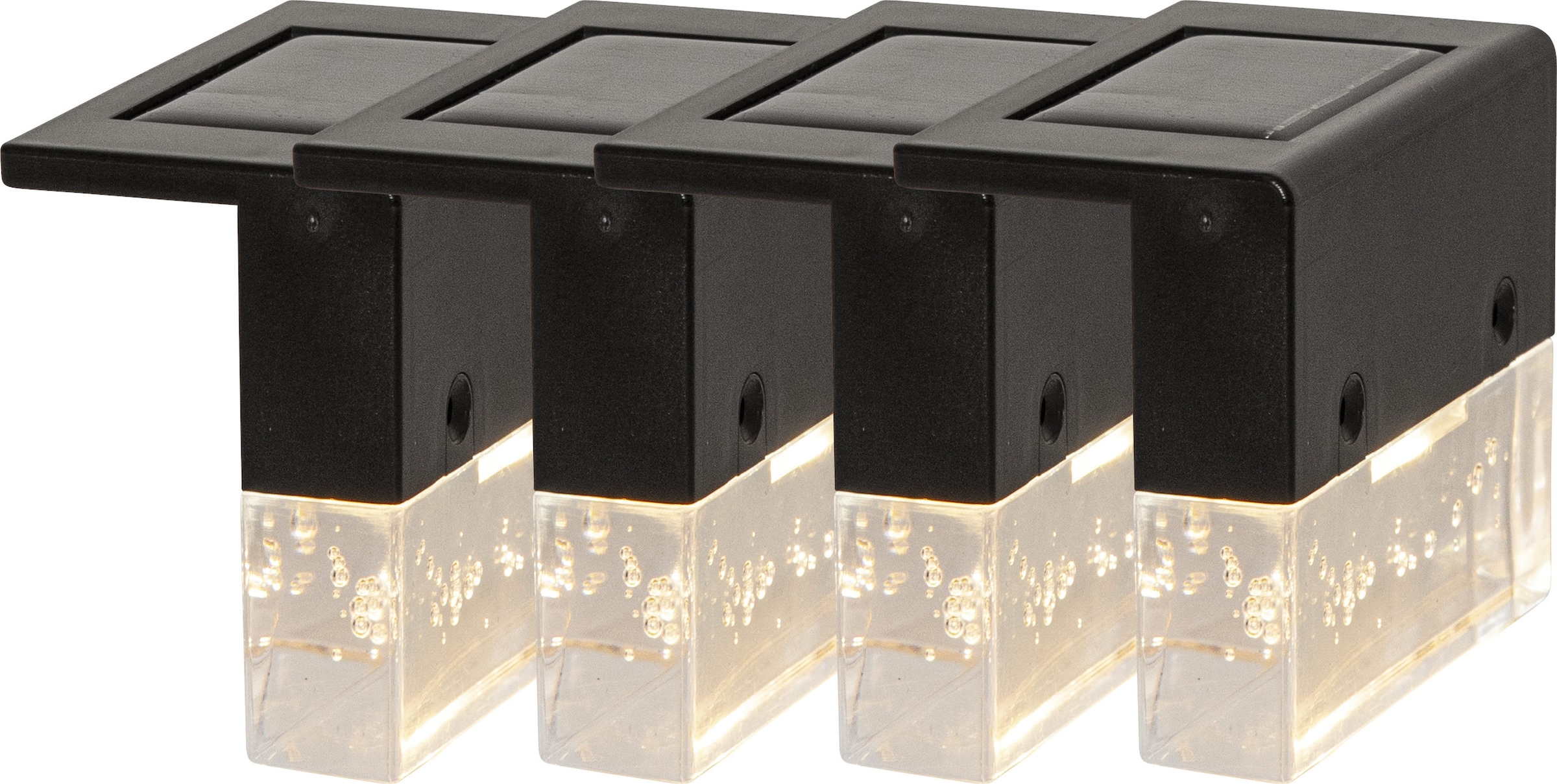 Parforce Traditional Hunting LED Solarleuchte "Solar-Wandleuchte Bubbly Fence" LED-Board 4 Stk. Warmweiß 4er-Set, bubbly Acrylteil, Dämmerungssensor