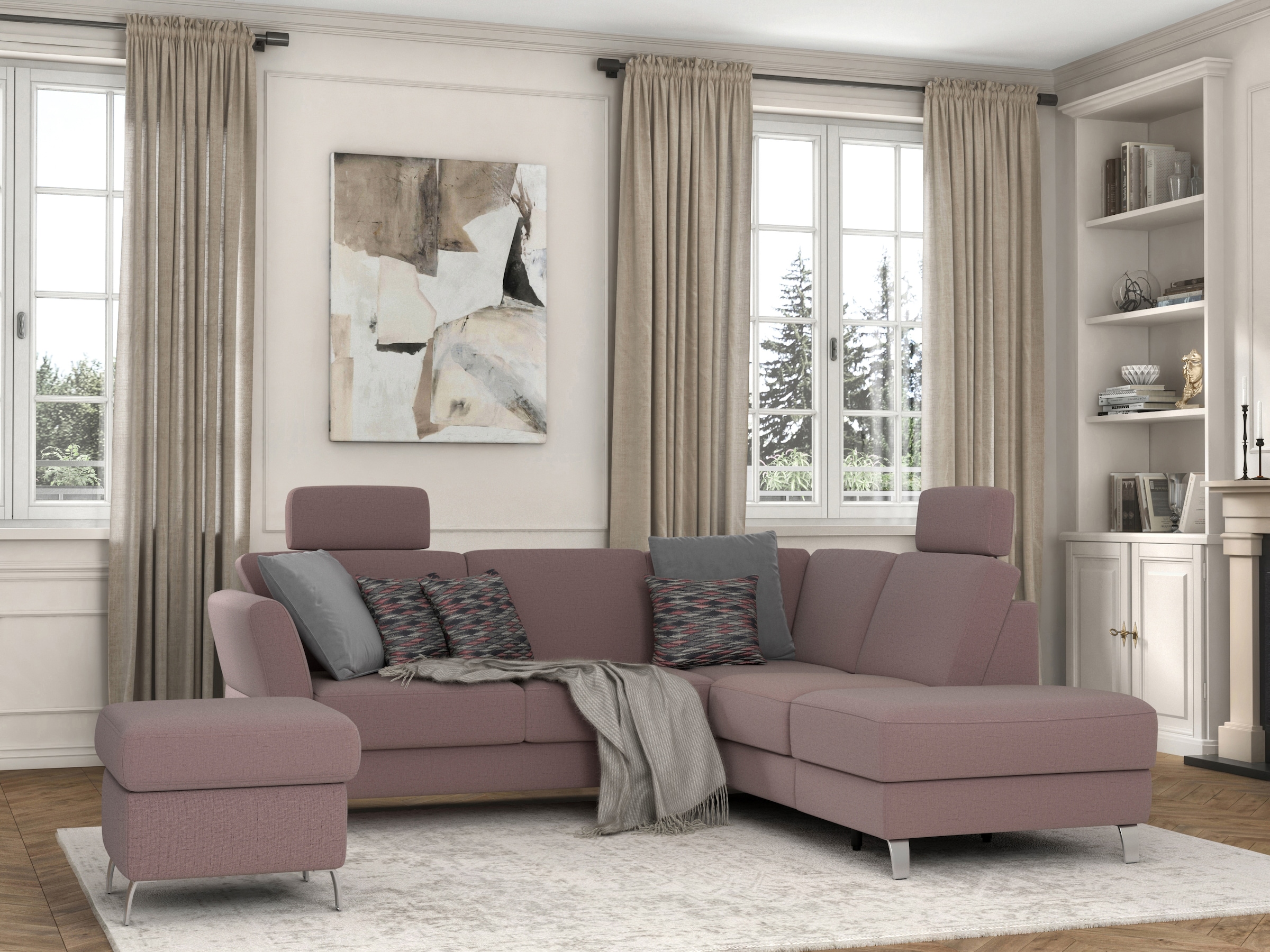 sit&more Ecksofa »Visby L-Form« Wahlweise mit Bettfunktion und Stauraum, frei im Raum stellbar