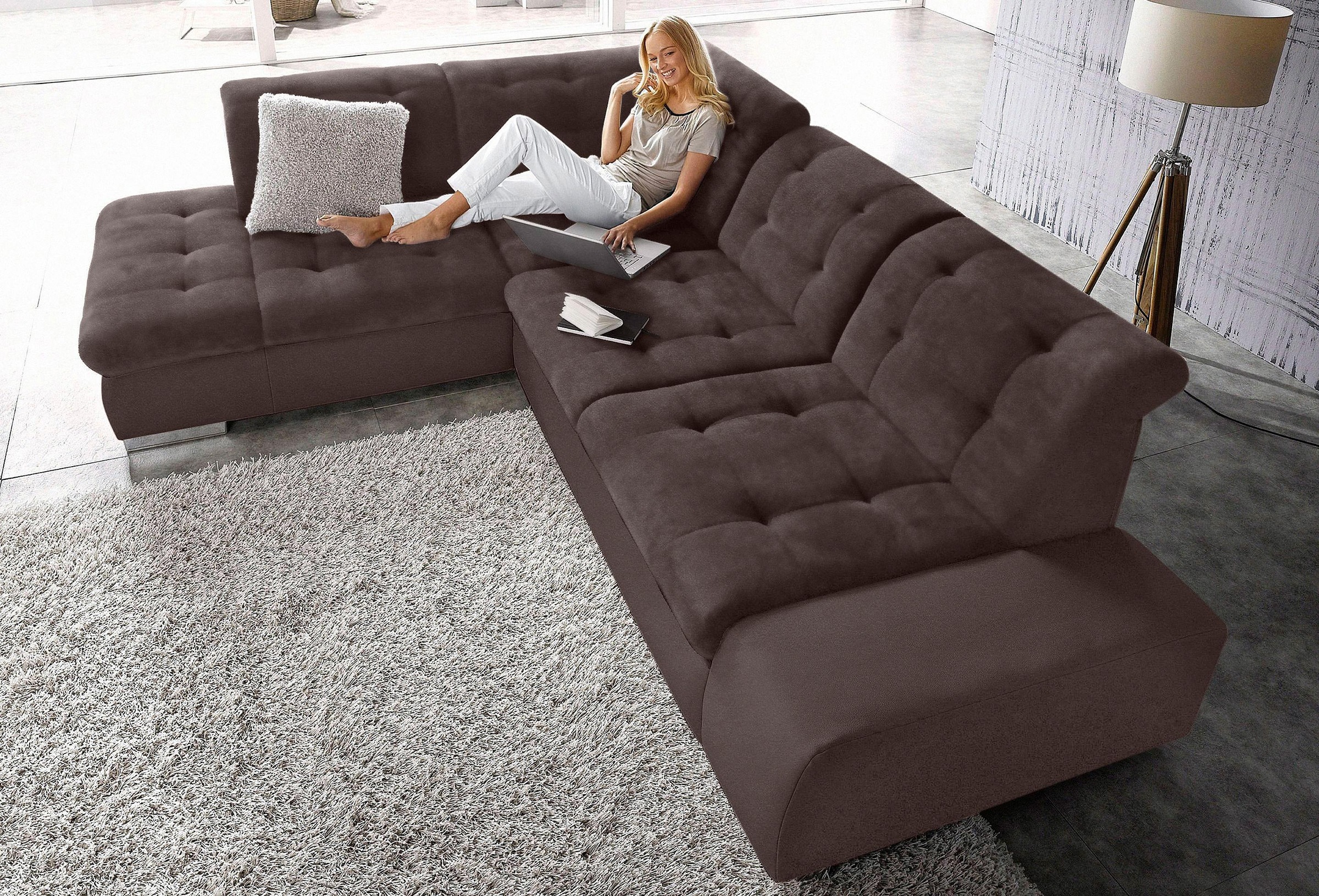 sit&more "Pale L-Form" inklusive Kopfteilverstellung, wahlweise mit Bettfunktion