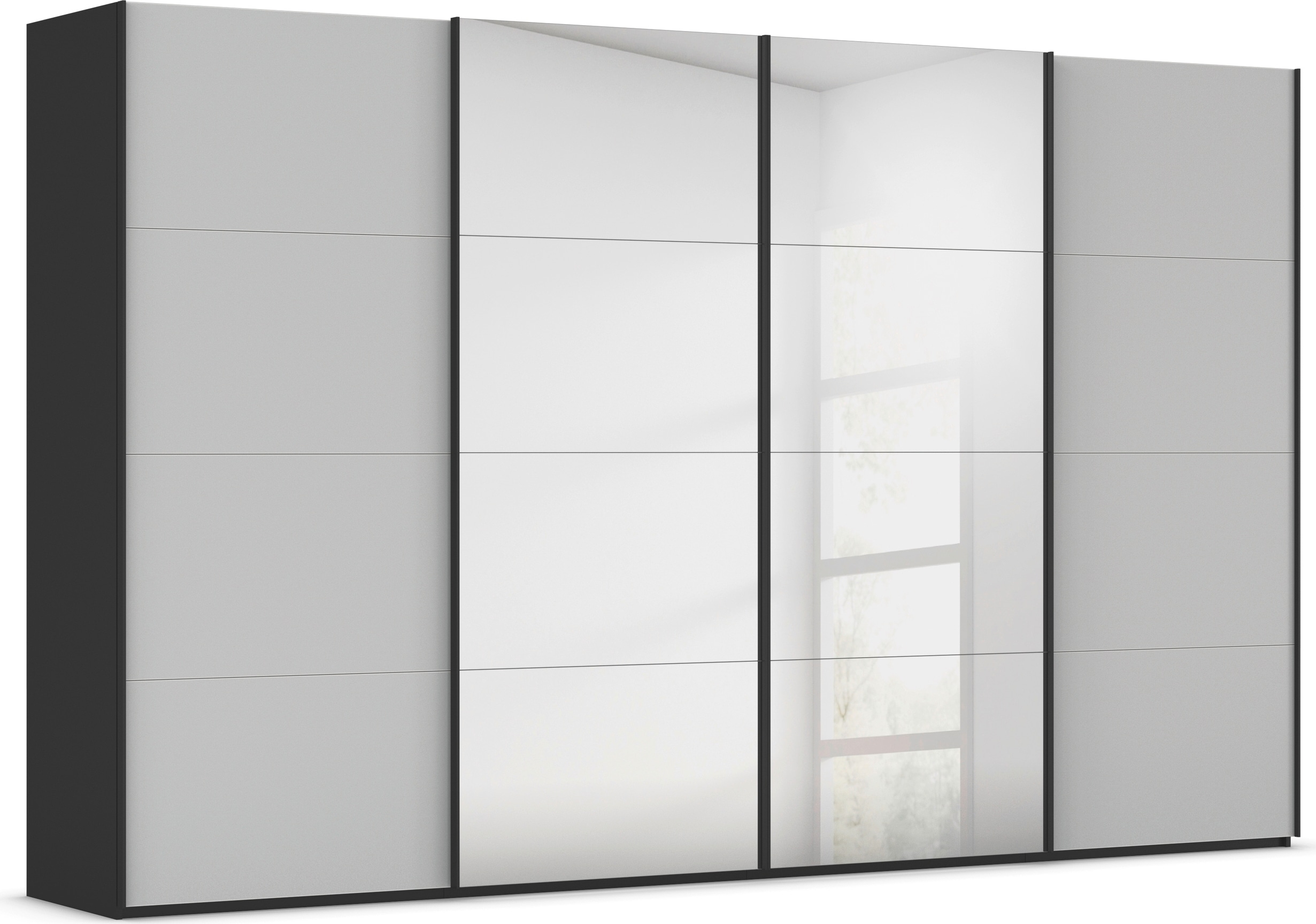 rauch "Kleiderschrank Schrank Garderobe Schlafzimmerschrank SCALE-FYRA" edle viergeteilte Türen Spiegel/Glas-Mix viele Farben MADE IN GERMANY