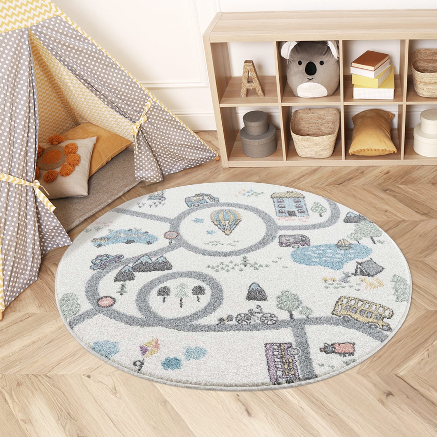 Carpet City Kinderteppich "Anime9376" rund 11 mm Höhe Straßen-Spiel-Teppich günstig online kaufen