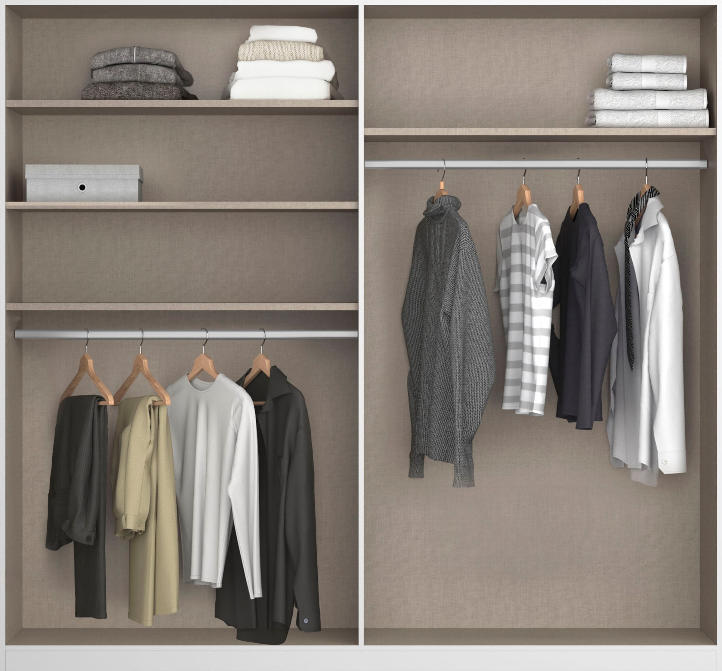 rauch Drehtürenschrank »Kleiderschrank Schrank Garderobe Garderobenschrank Stauraumwunder MODI«, optional mit Spiegel MADE IN GERMANY