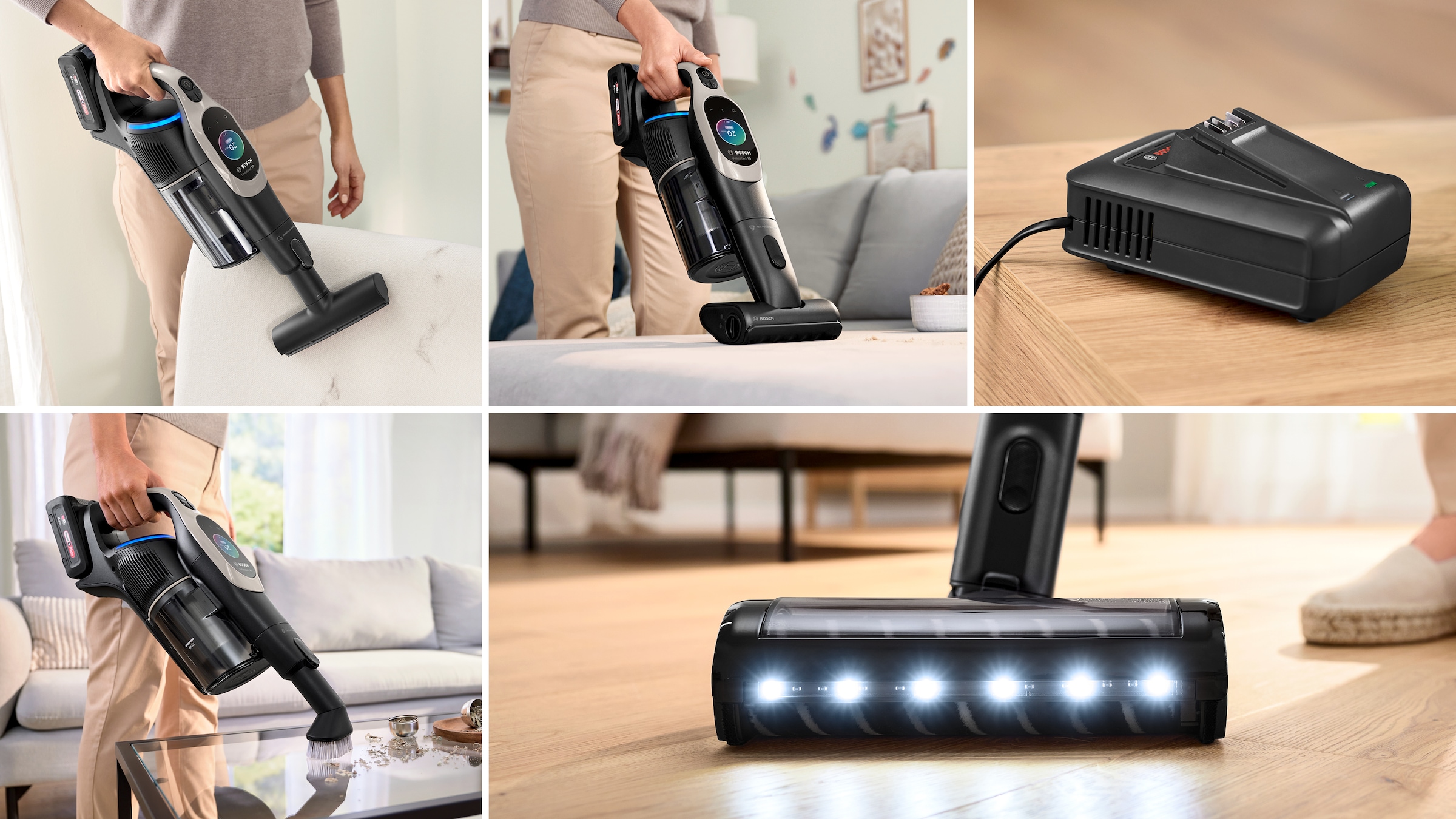 BOSCH Softdüse »Hartboden-Softdüse mit LED-Beleuchtung BHZUNGHF, sanfte Reinigung«, (Packung), ideal für Parkett und Fliesen, Original-Zubehör, schwarz