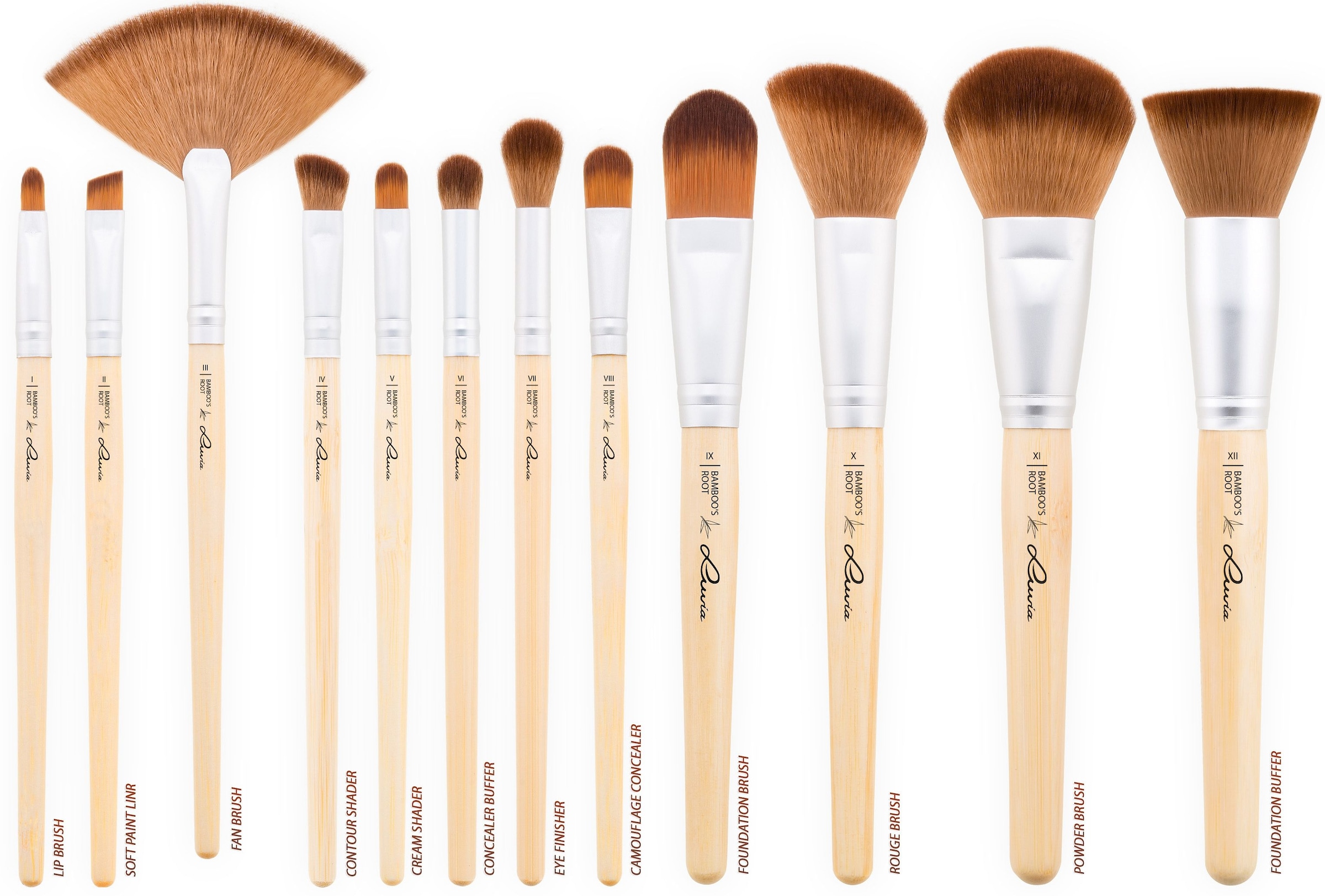 Luvia Cosmetics Kosmetikpinsel-Set »Bamboo's Root«, (12 tlg., zzgl. Aufbewahrungstasche), vegan