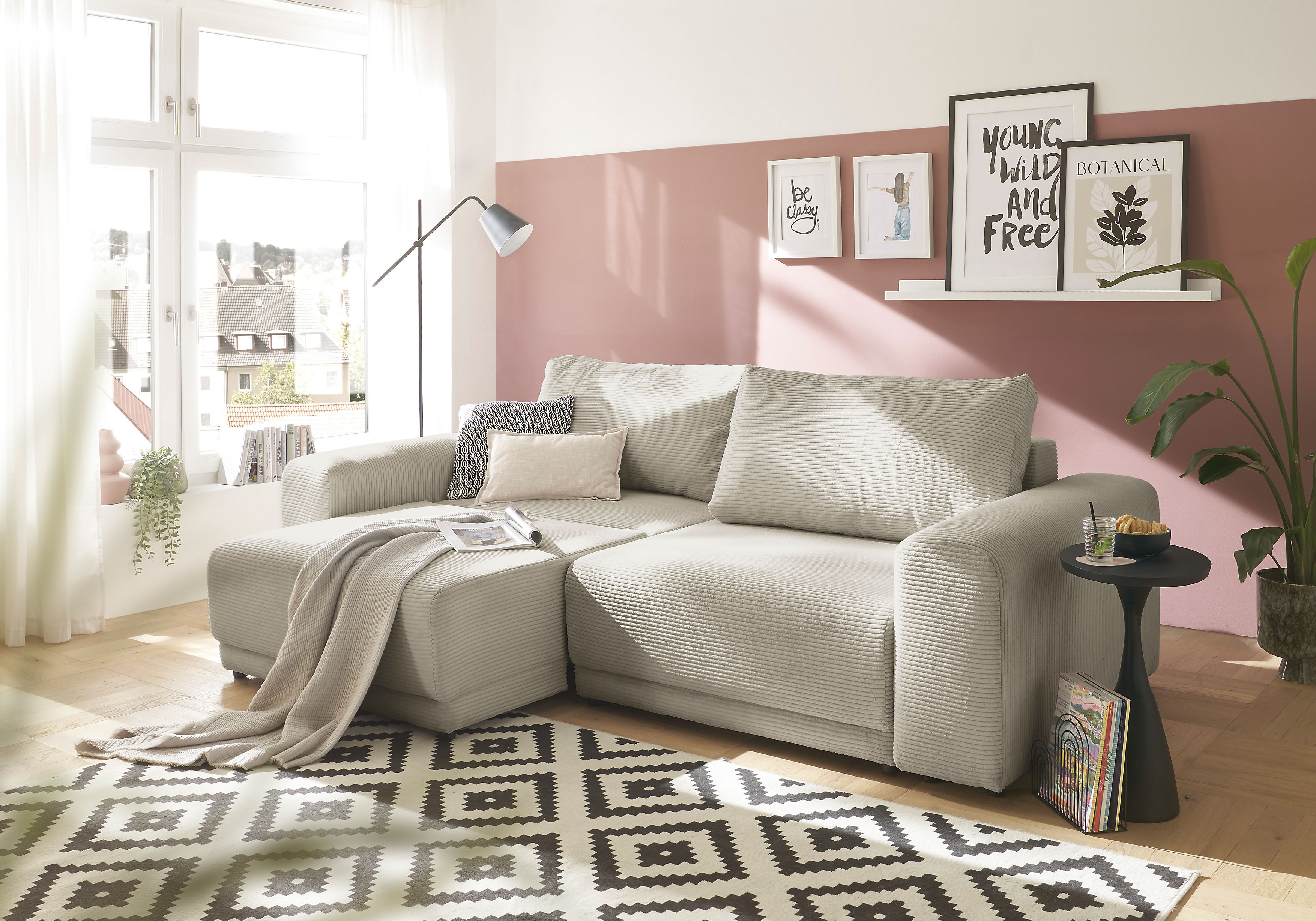 OTTO home Schlafsofa "PHEELIX Cord, mit 3 Funktionen" Elemente einzeln oder gleichzeitig ausziehbar, bequemer Sitzkomfort