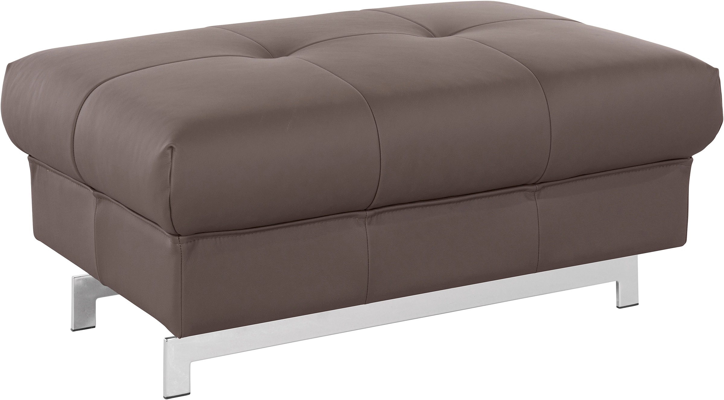 Hocker COTTA "Chef", braun (cocoa), B:100cm H:46cm T:65cm, 100% Echtleder, Hocker, Hocker, mit edlen Metallfüßen
