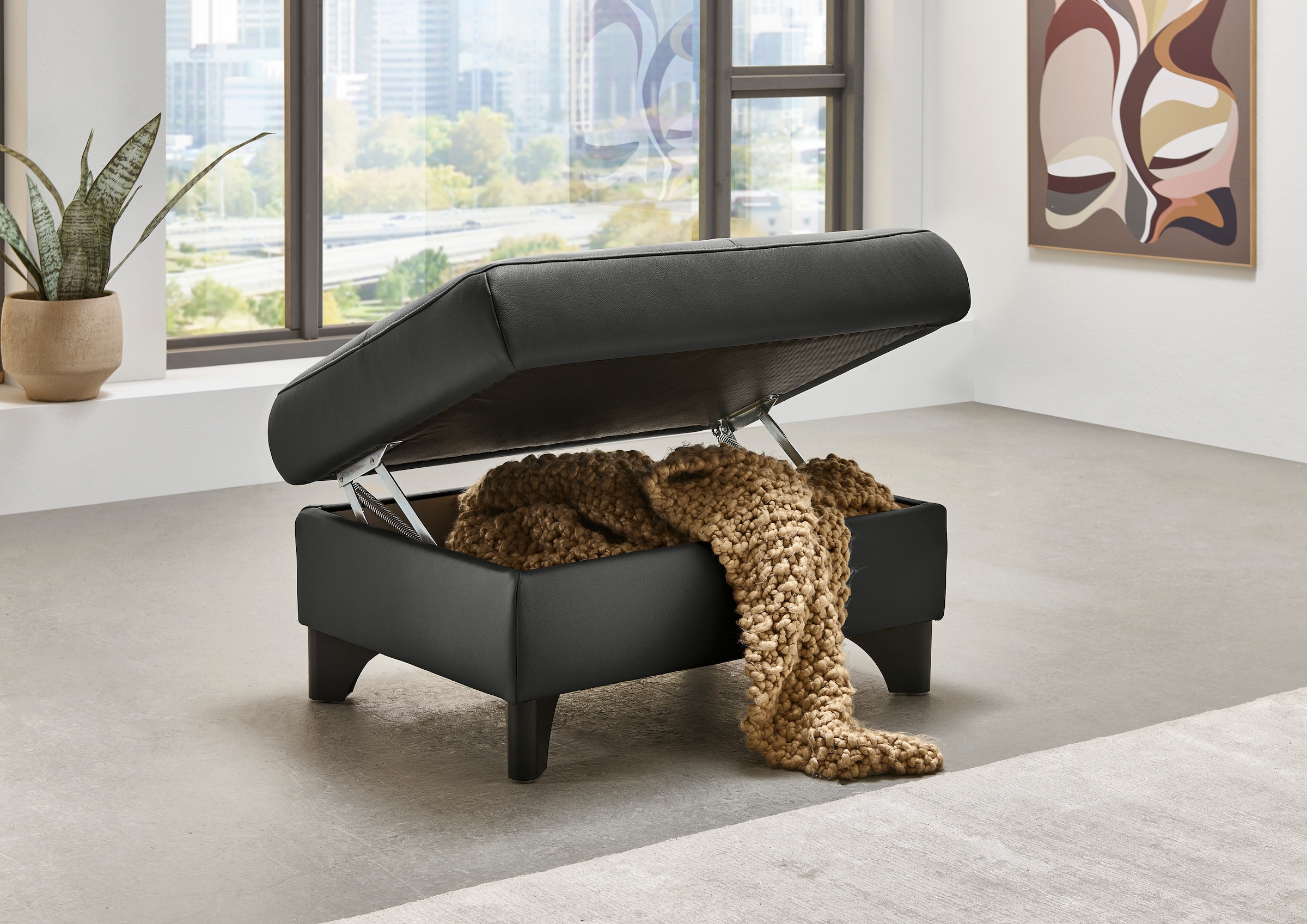 Die PlanBar Hocker »PN-EM23166«, Aufklappbar mit Stauraum, stylische Metallfüße