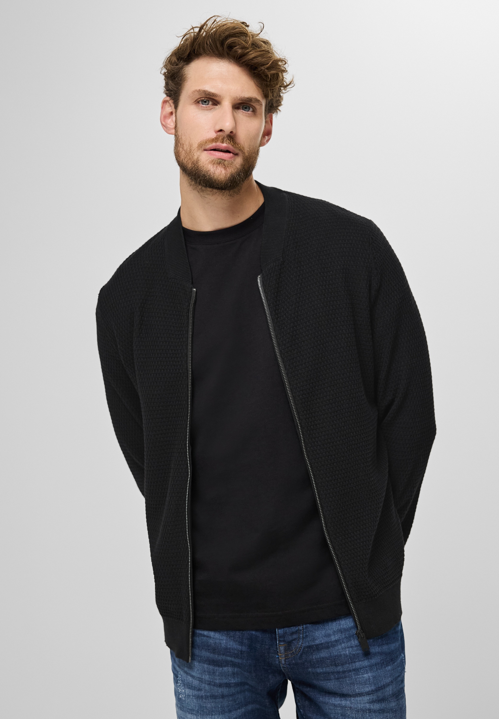 STREET ONE MEN Strickjacke, aus reiner Baumwolle