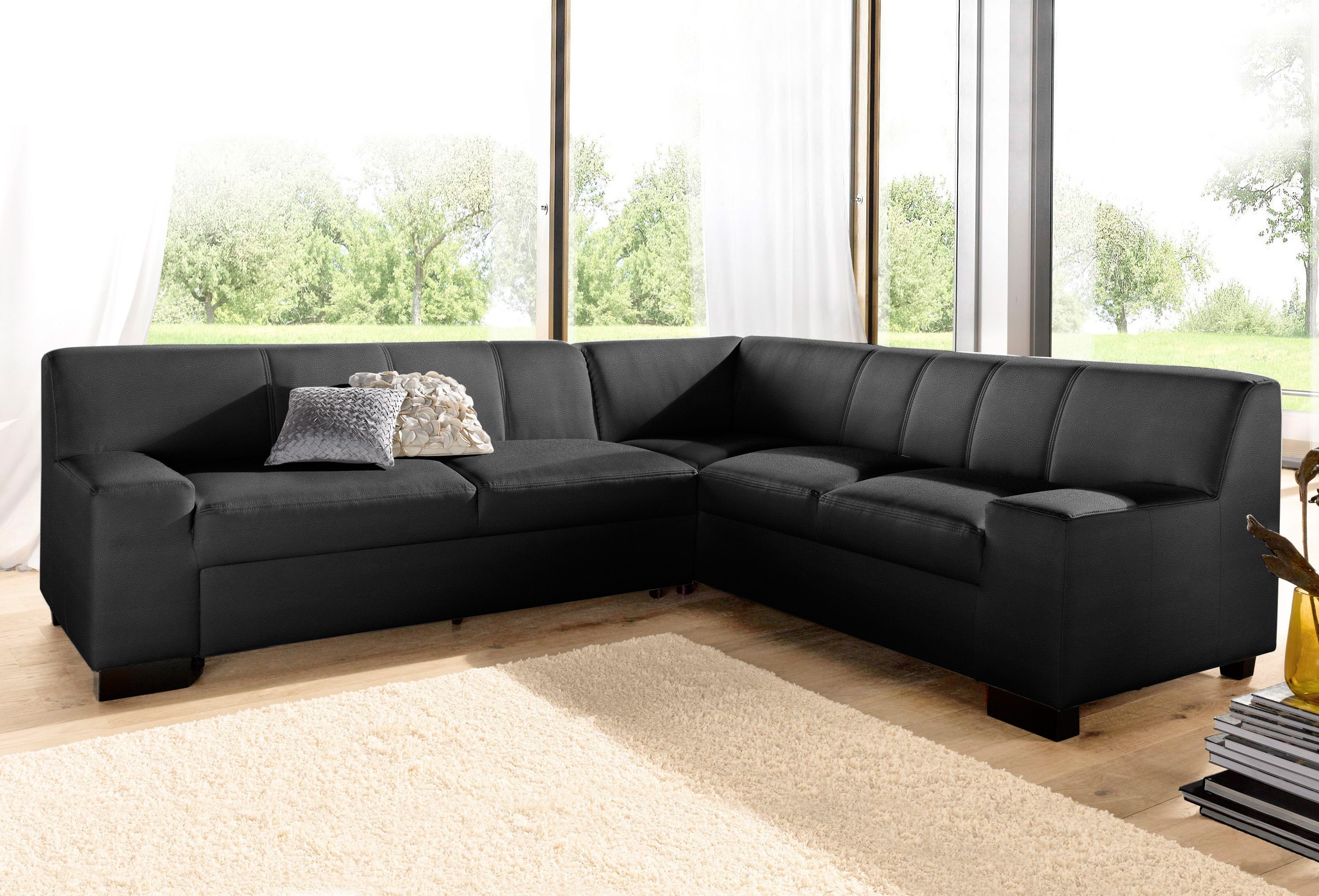 DOMO collection Ecksofa "Norma Top, elegant & modern, flache Armlehnen, Breite 247cm, L-Form" wahlweise mit Bettfunktion