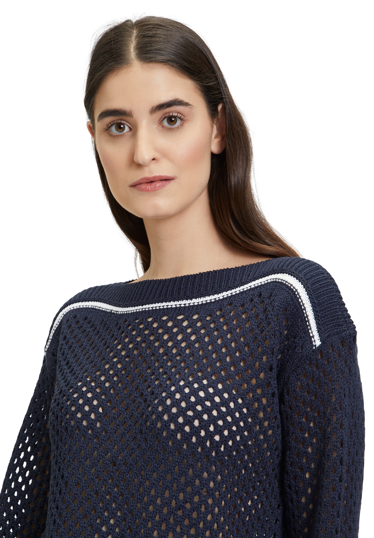 Betty Barclay Strickpullover »Betty Barclay Damen Lochstrick-Pullover mit Strickdetails«, (1 tlg.), Kontraststeppung