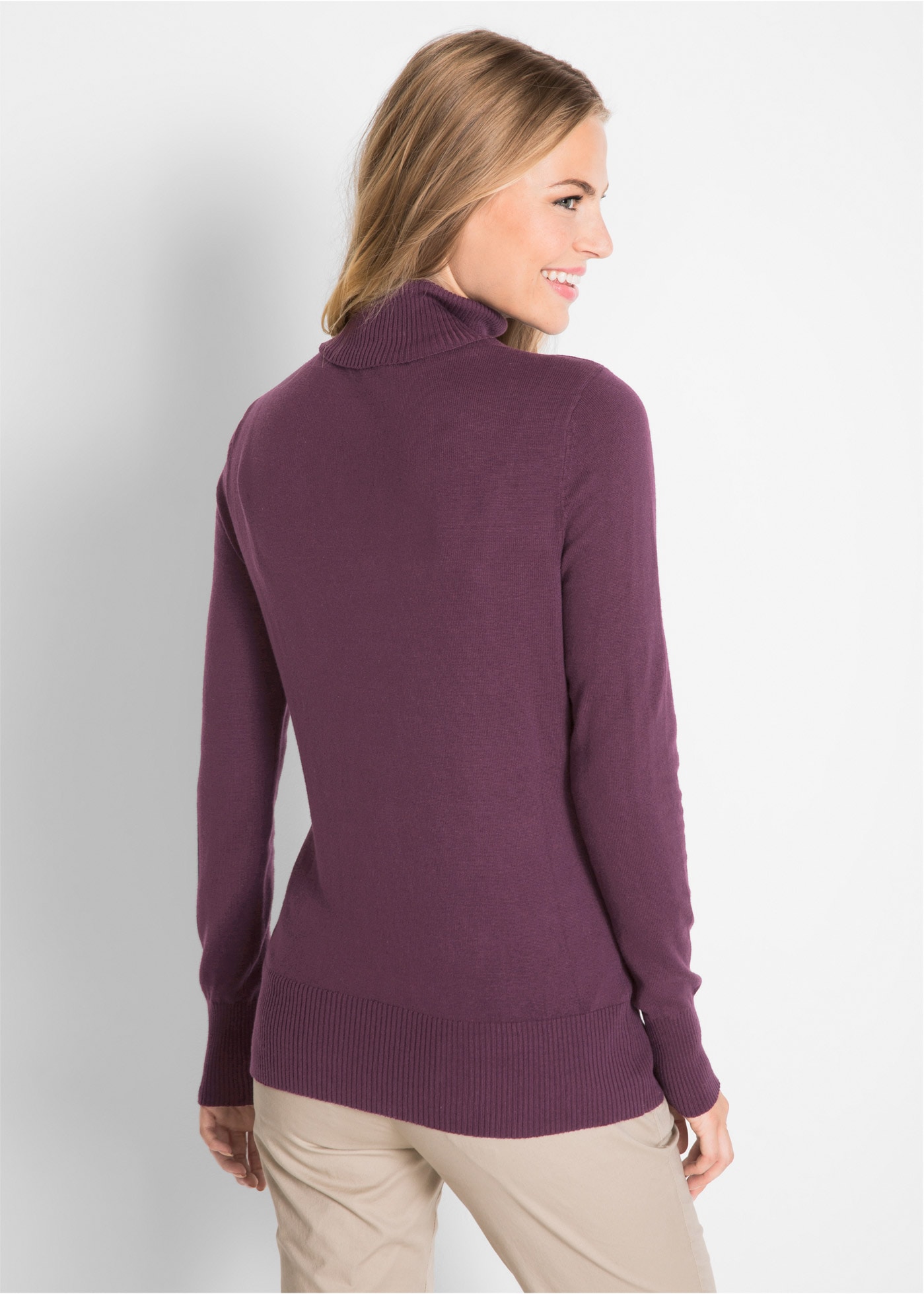 bonprix Rollkragenpullover »Feinstrick-Rollkragenpullover« aus Baumwollmischung, mit hohem Rollkragen, schmale Passform