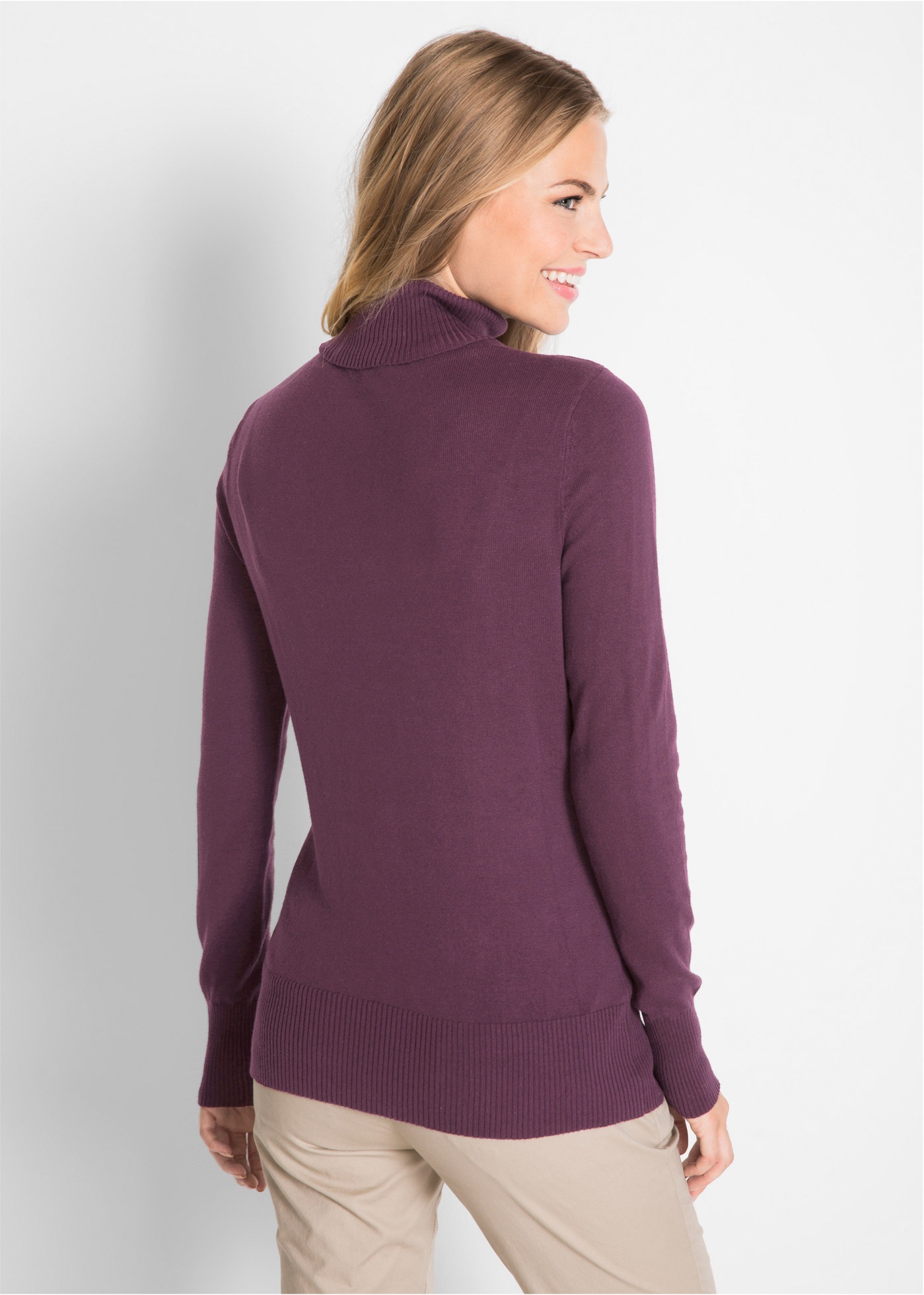 bonprix Rollkragenpullover "Feinstrick-Rollkragenpullover" aus Baumwollmisc günstig online kaufen