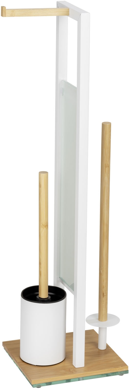 WENKO WC-Garnitur »Rivalta« aus Bambus | Sicherheitsglas | Stahl