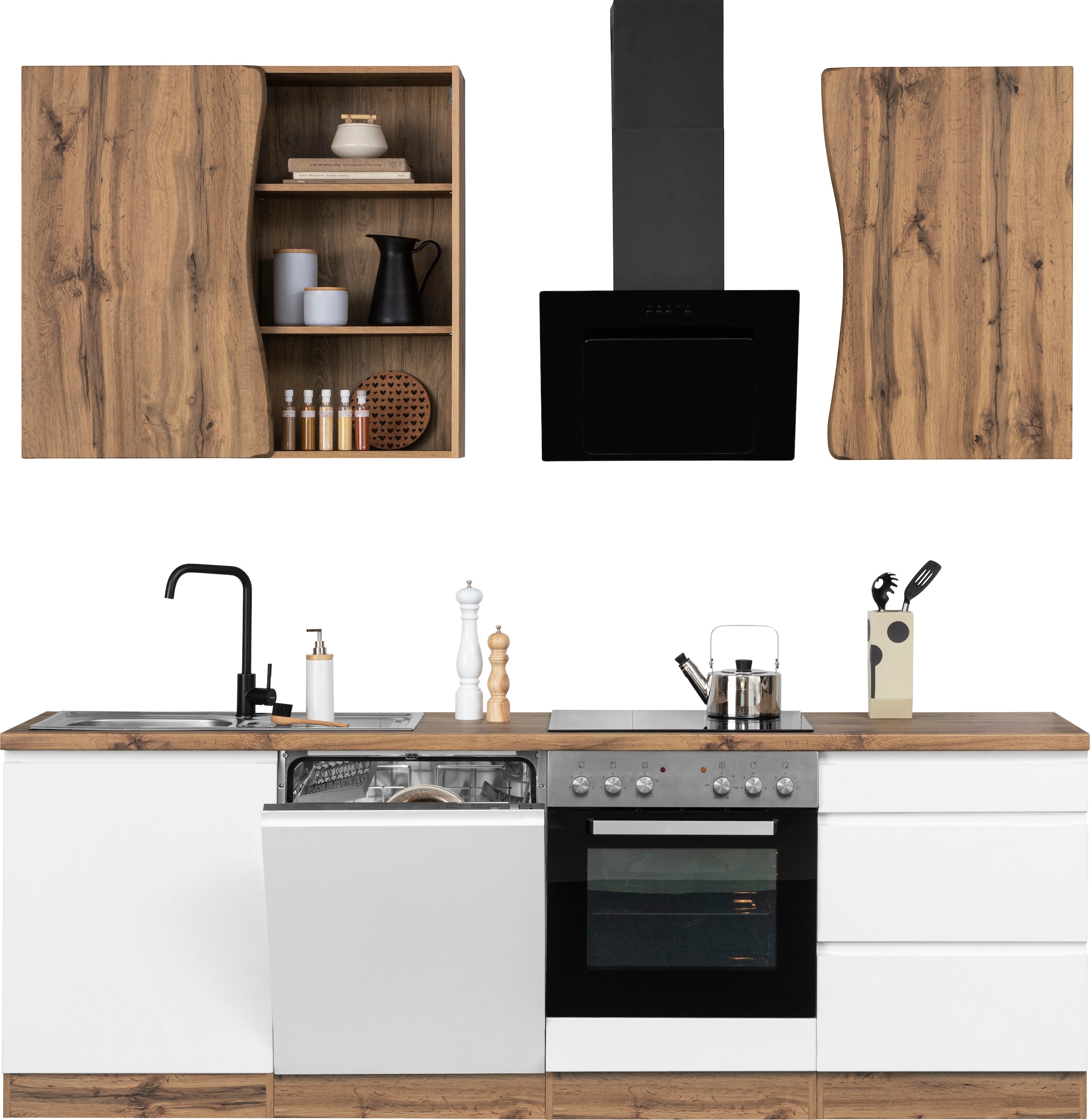 HELD MÖBEL Küche »Bruneck«, 240cm BAUR | breit, mit hochwertige E-Geräte, bestellen MDF-Fronten wahlweise ohne oder