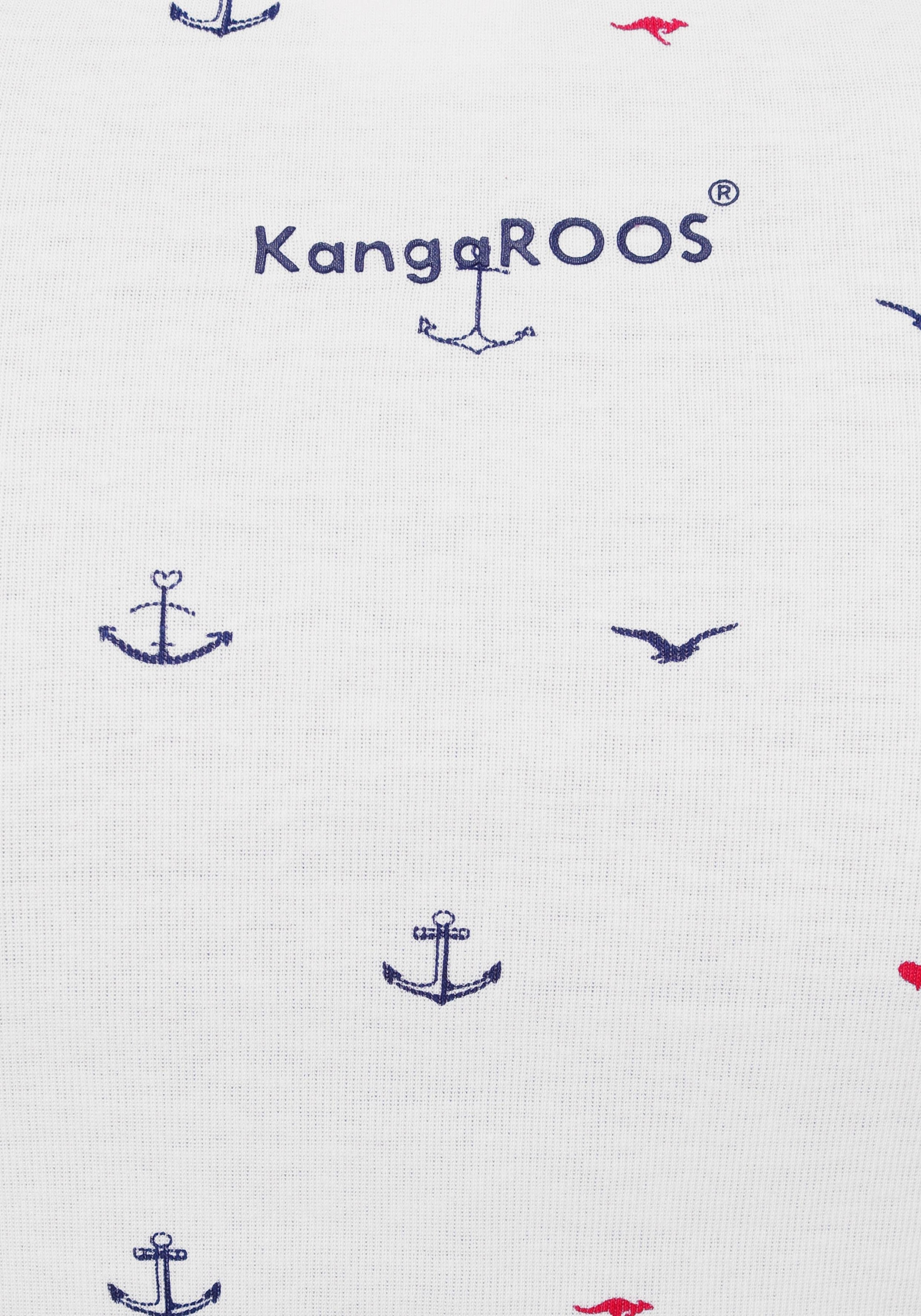 KangaROOS Langarmshirt, mit süßem Pünktchen, Vogel und Anker Allover-Print