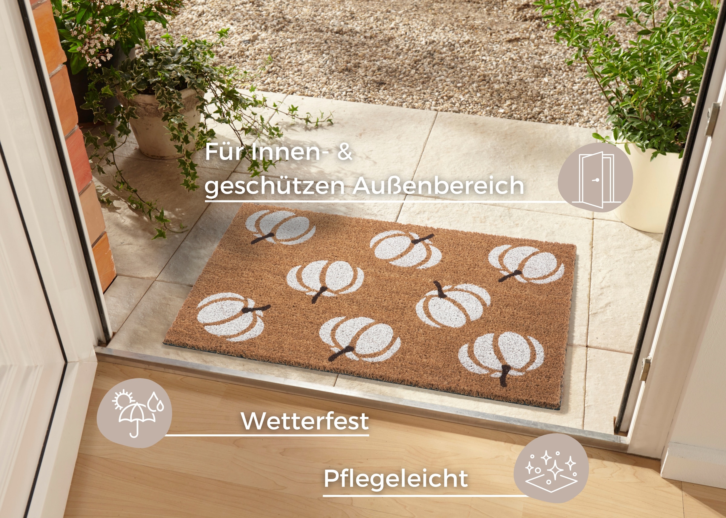 HANSE Home Fußmatte »Mix Mats Kokos Pumpkins, Türmatte«, rechteckig, 15 mm Höhe, Kokos, Schmutzfangmatte, Outdoor, Rutschfest, Innen, Kokosmatte, Flur