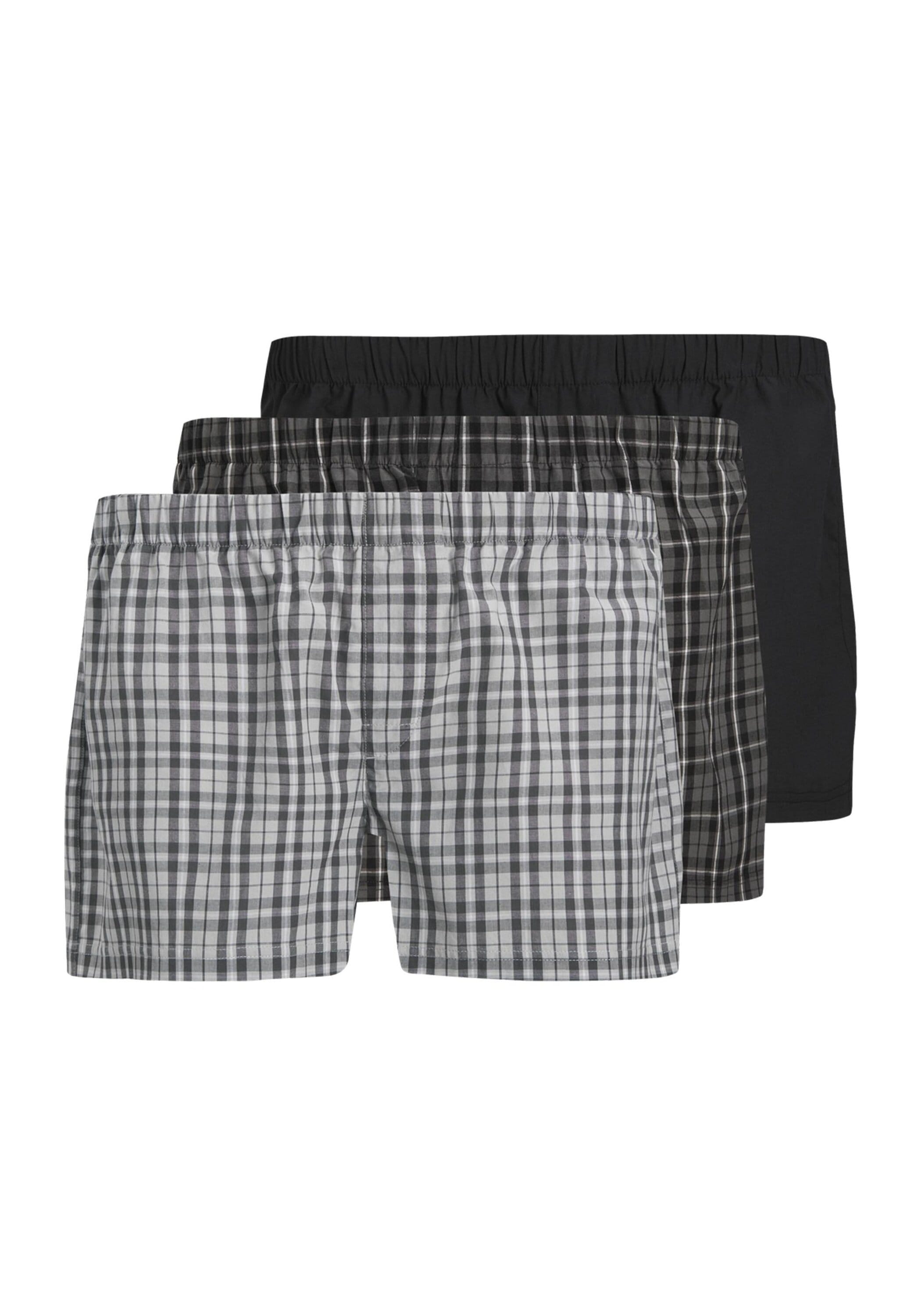 JACK & JONES Herren Webboxer "Web-Boxershorts JACMILANO WOVEN BOXERS 3 PACK 3er Pack", Gr. L, schwarz, Obermaterial: 100% Baumwolle CO., Unterhosen