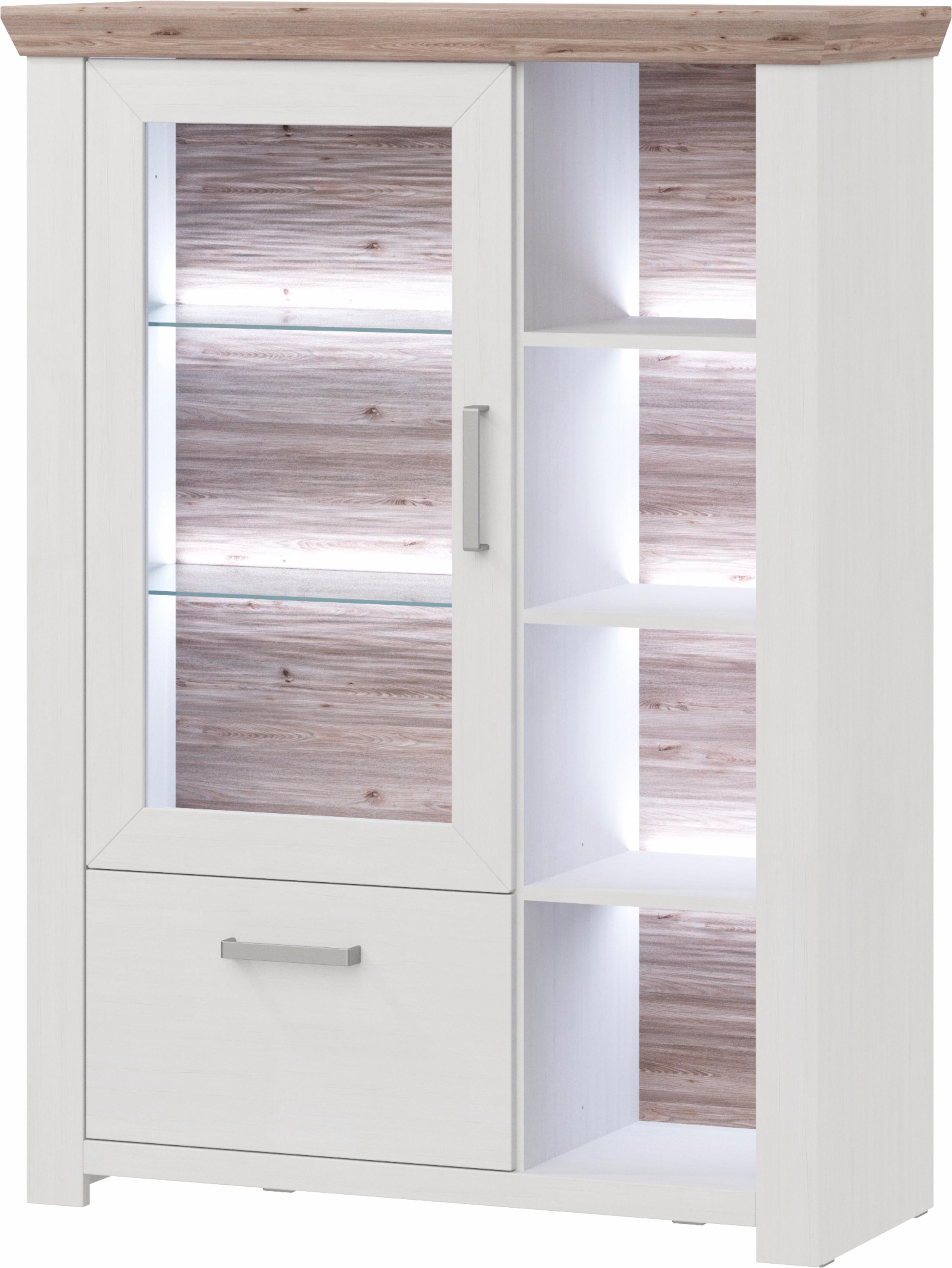 set one by Musterring Highboard »York«, Typ 13 und 14, mit Glastür und Schubkasten, 3 Farbvarianten, B 105 cm