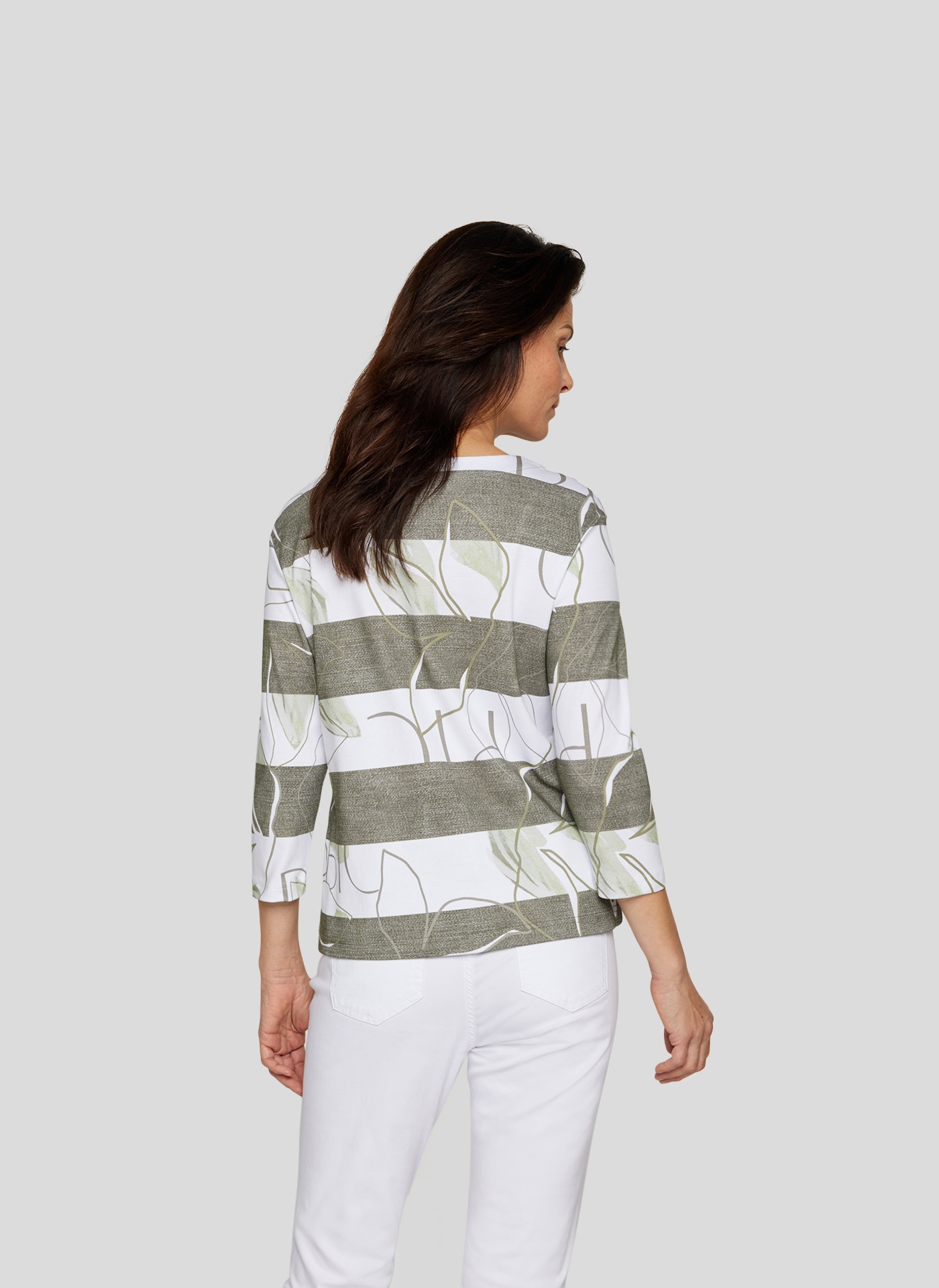 Rabe Print-Shirt »Rabe Stylisches Shirt mit Blockstreifen und Blatt-Print«