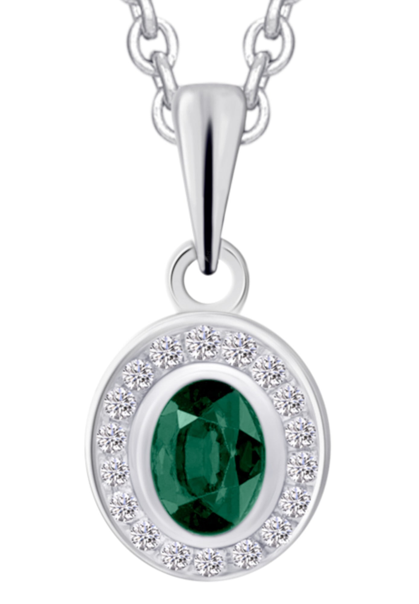 ONE ELEMENT Kette mit Anhänger »0,04 ct Diamant Brillant Smaragd Anhänger aus 585 Weißgold«, Damen Schmuckset - Set mit verstellbarer Halskette