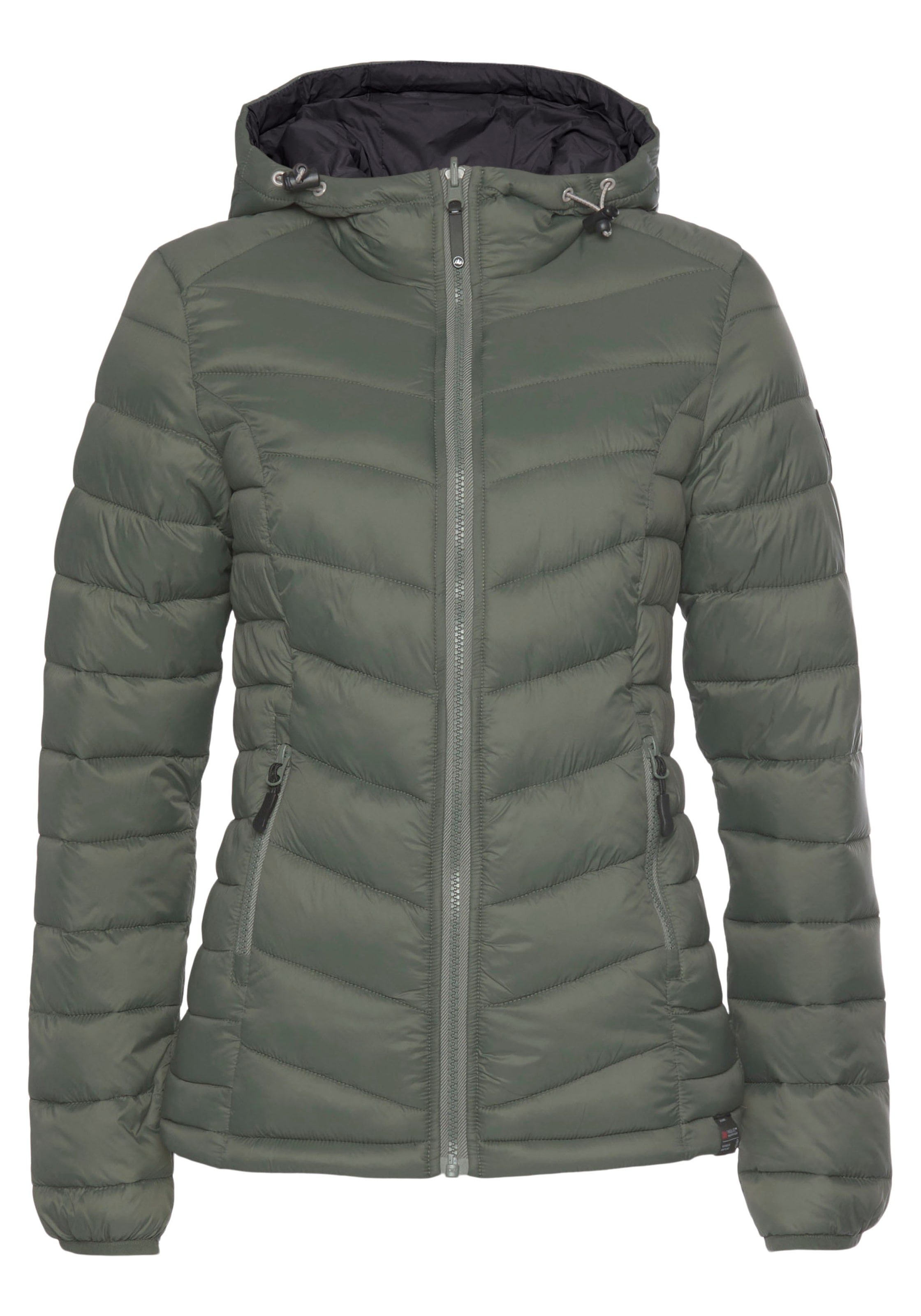 Polarino Steppjacke, mit Kapuze, für kühle Tage, aus leichtem Webmaterial, wasserabweisend