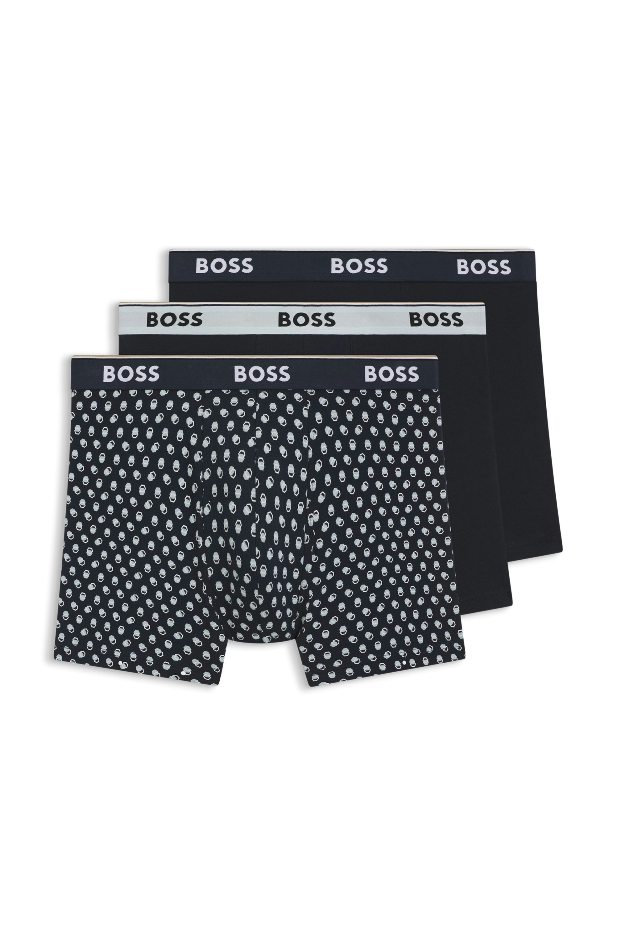 BOSS Boxershorts Packung, 3 Stk. längeres Bein, anliegend, aus Stretch-Baumwolle