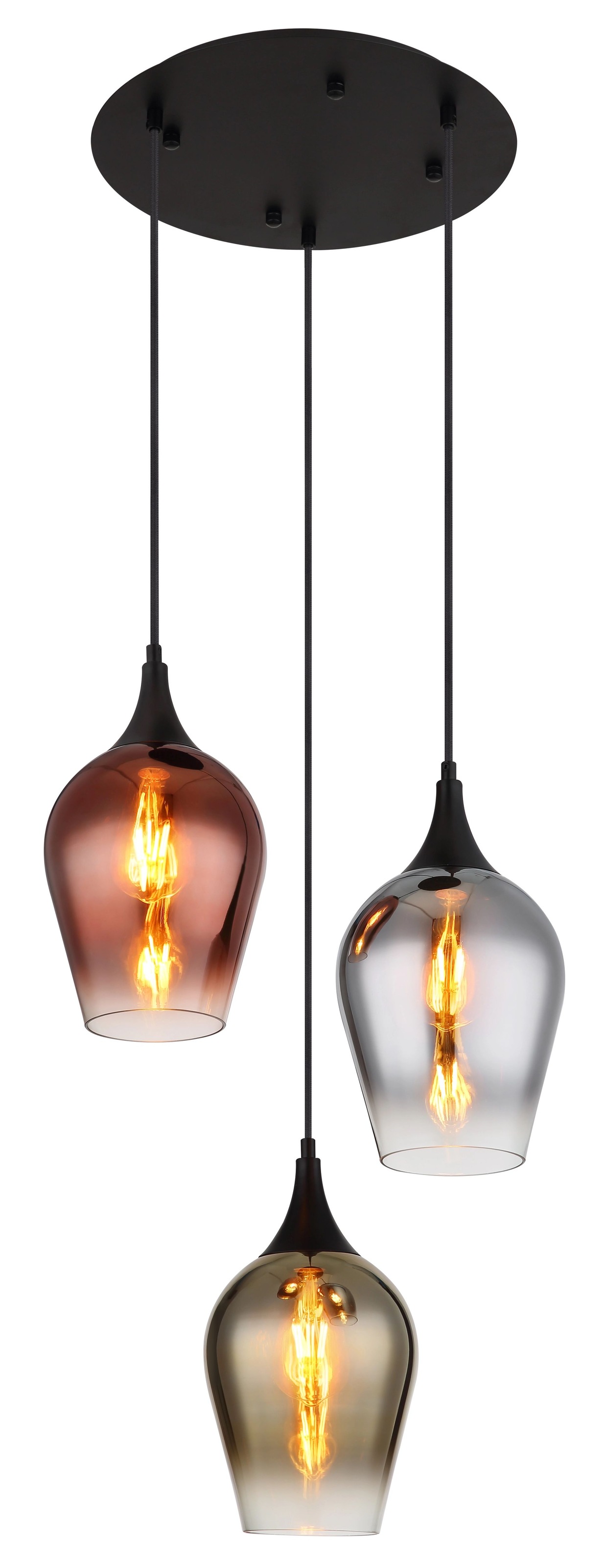GLOBO LIGHTING Hängeleuchte »LAVUS«, Leuchtmittel E27 | ohne Leuchtmittel, Glasfarben grün, rot, rauch, klar verlaufend