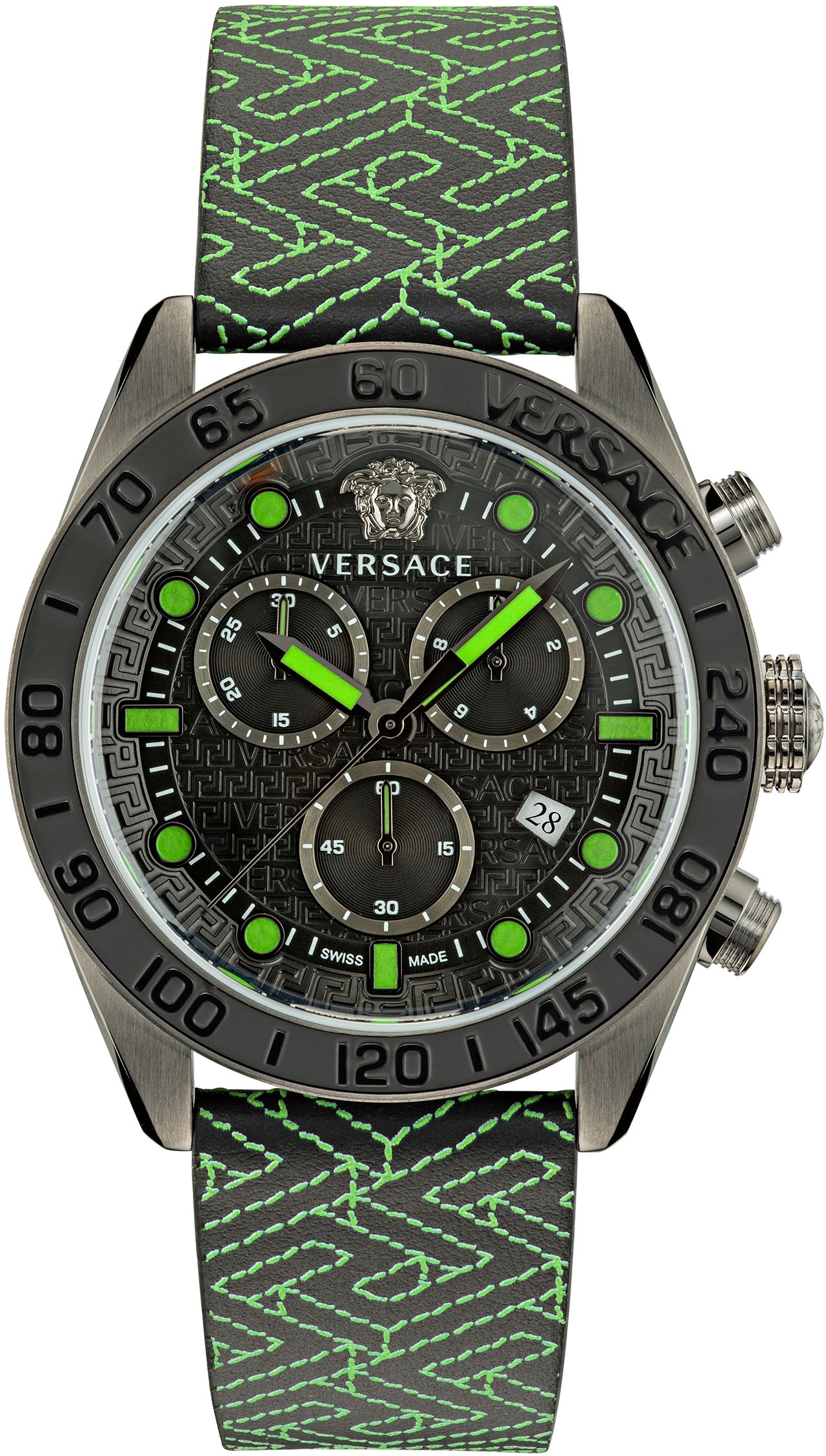 Versace Chronograph »GRECA DOME CHRONO, VE6K00223«, Quarzuhr, Herrenuhr, Datum, Saphirglas, Stoppfunktion, Swiss Made