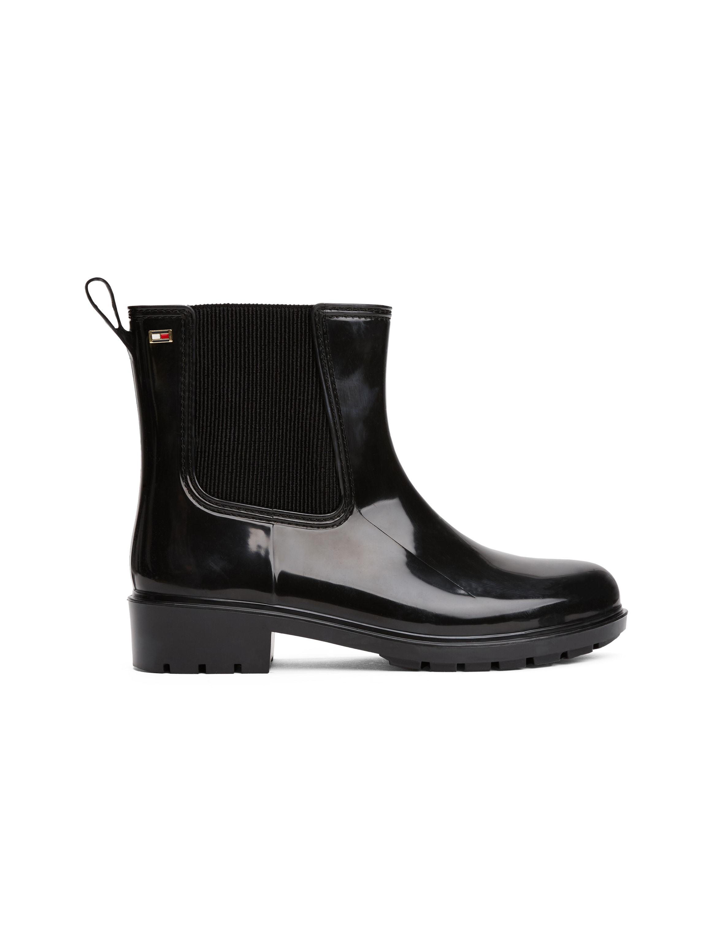 Tommy Hilfiger Chelseaboots »FLAG HARDWARE RAINBOOT«, Blockabsatz, Schlupfboots, Gummistiefel mit Logo-Emblem
