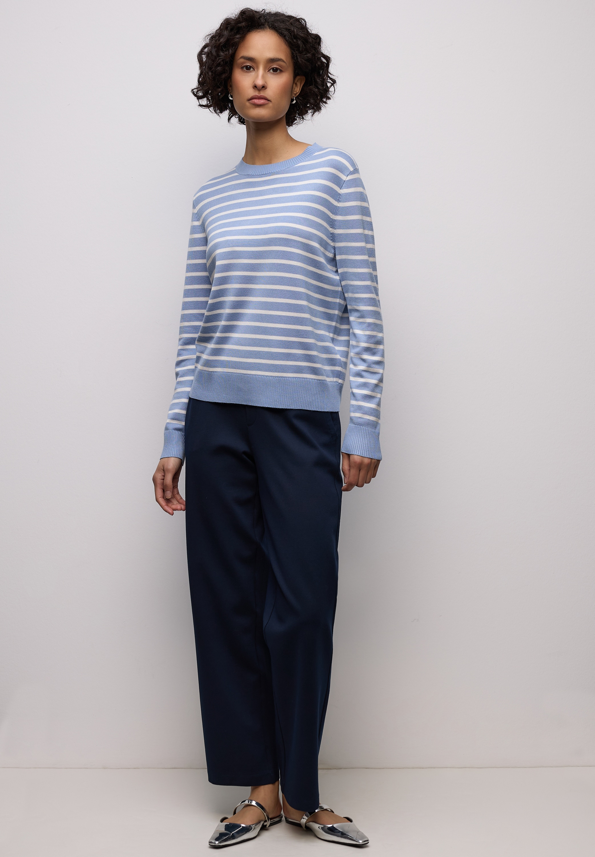 STREET ONE Rundhalspullover Rundhalsausschnitt