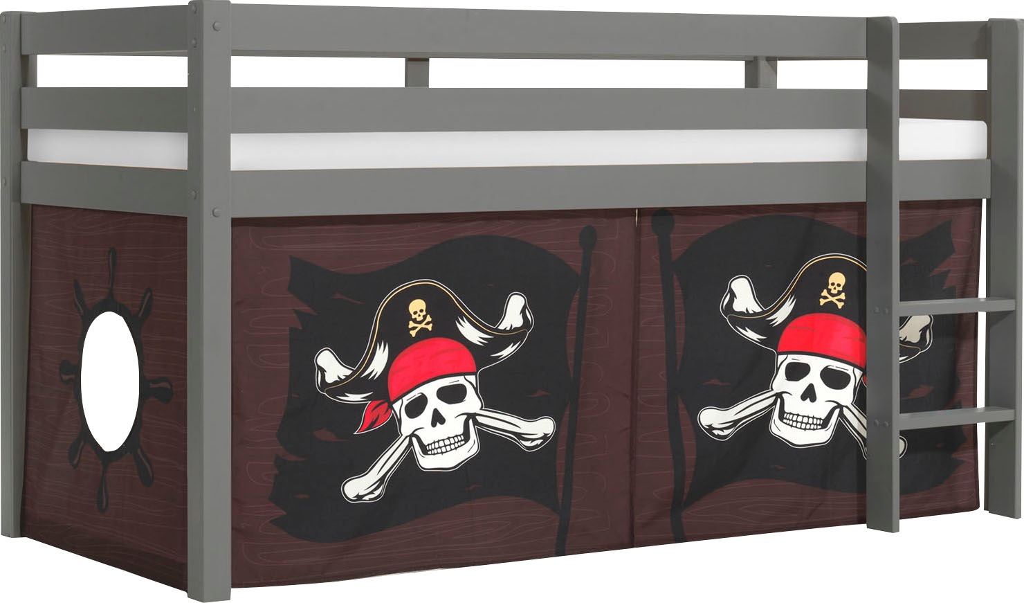 Thumbnail - Vipack Spielbett "Pino, Kiefer massiv, mit Rolllattenrost u. Textil-Set, Made in Europe" B/H/T ca. 210x114x106cm, mit Le...