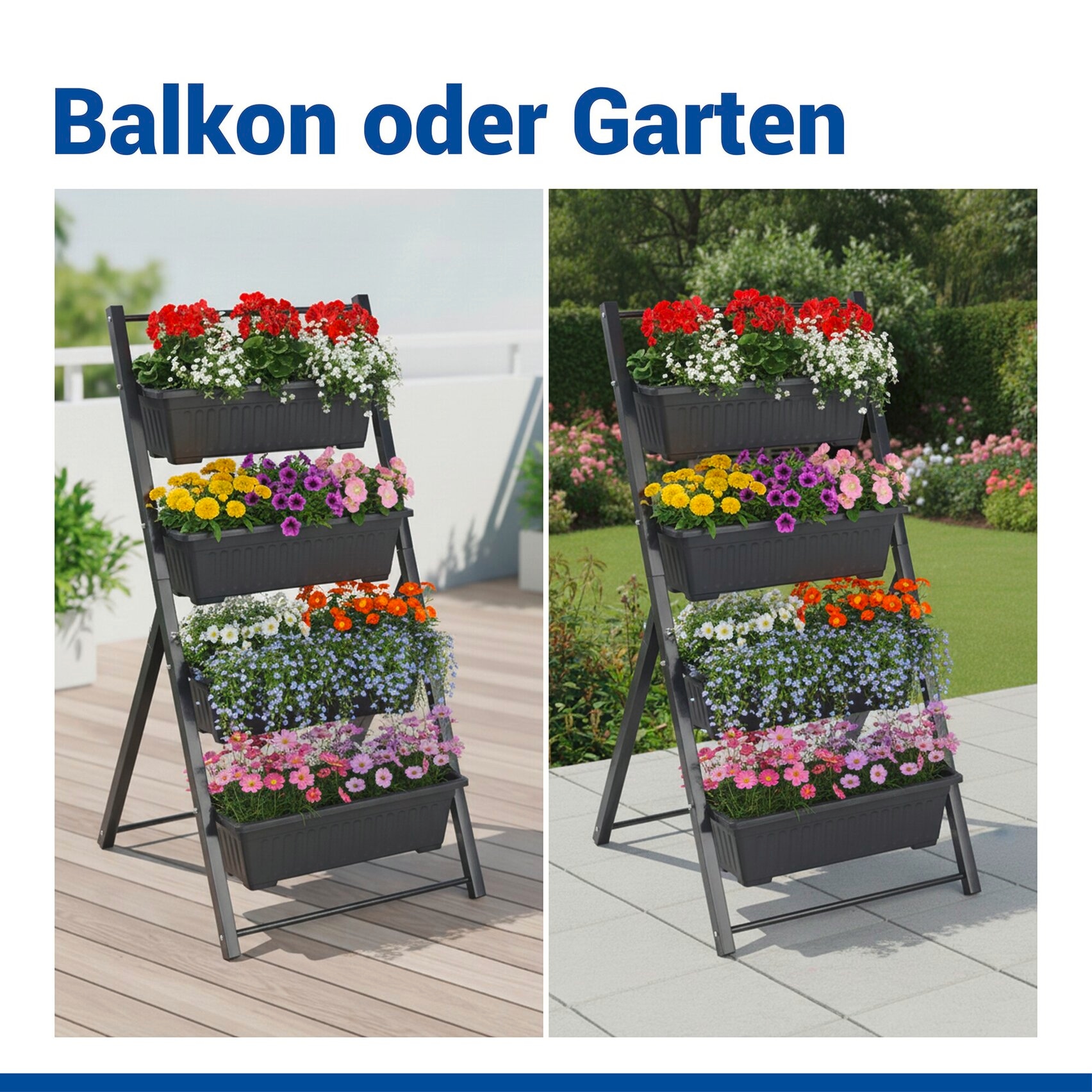 Maximex Hochbeet »Vertikales Hochbeet 4 Etagen« vertikales Hochbeet für Balkon & Terrasse, herausnehmbare Pflanzkästen